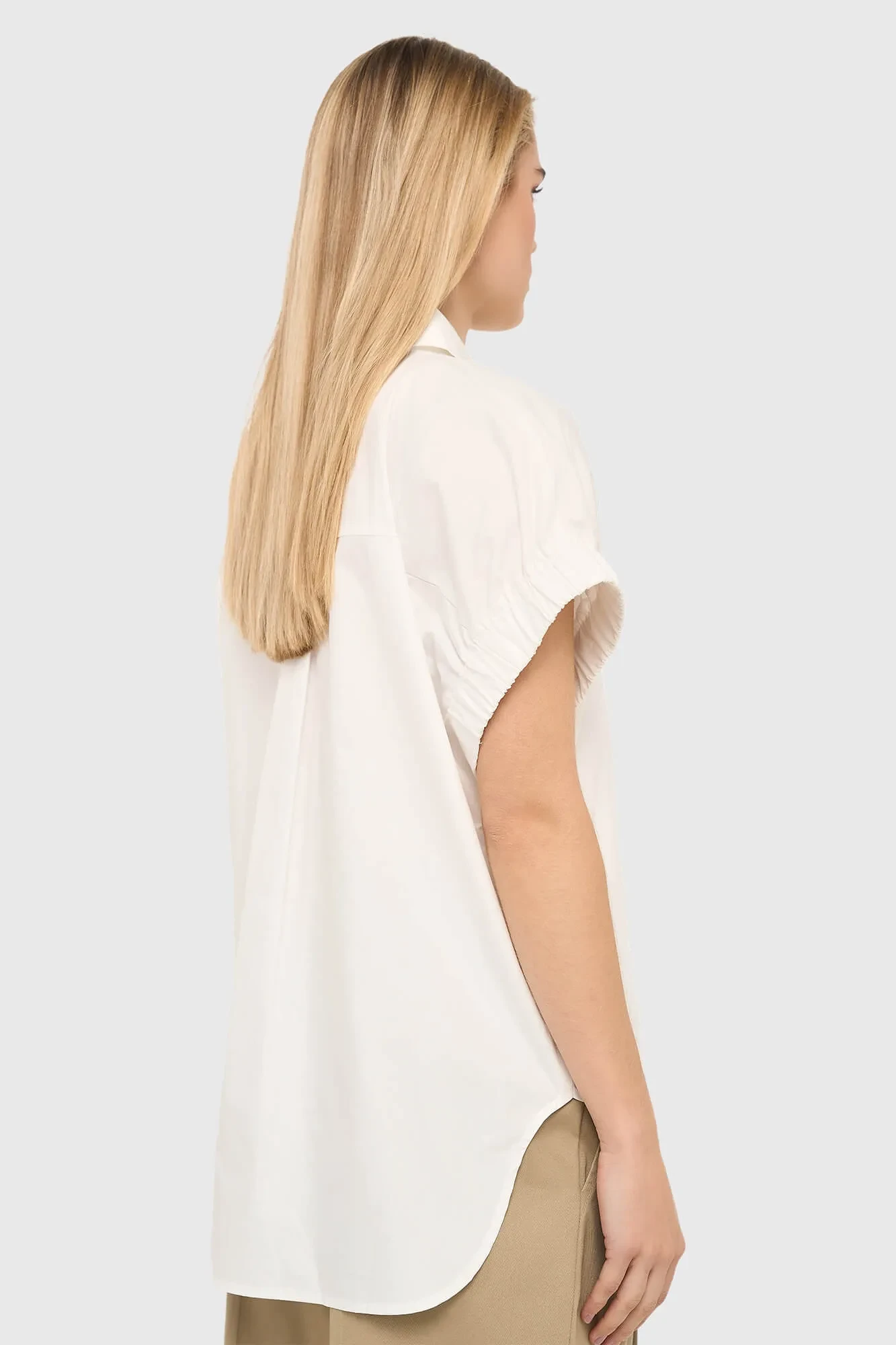 White Cotton Women's Short-Sleeve Blouse by Yaro