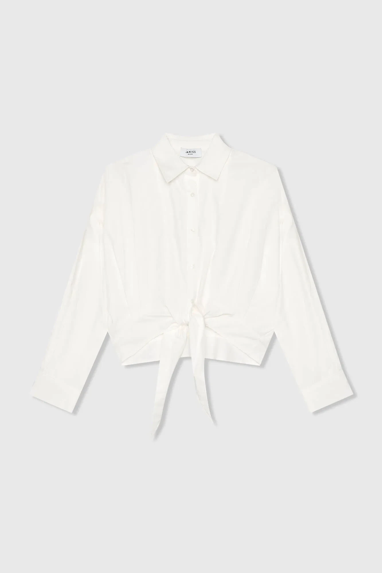 Weiße Baumwollbluse mit Schleife für Damen von David