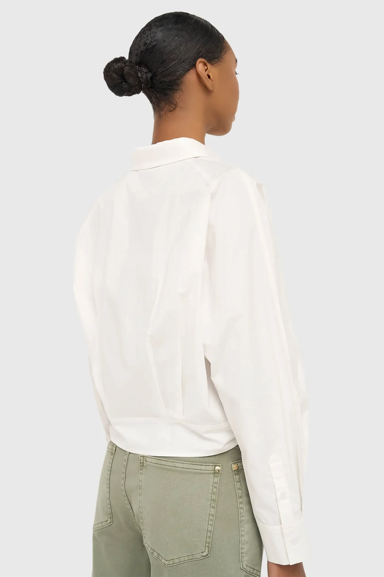 Weiße Baumwollbluse mit Schleife für Damen von David