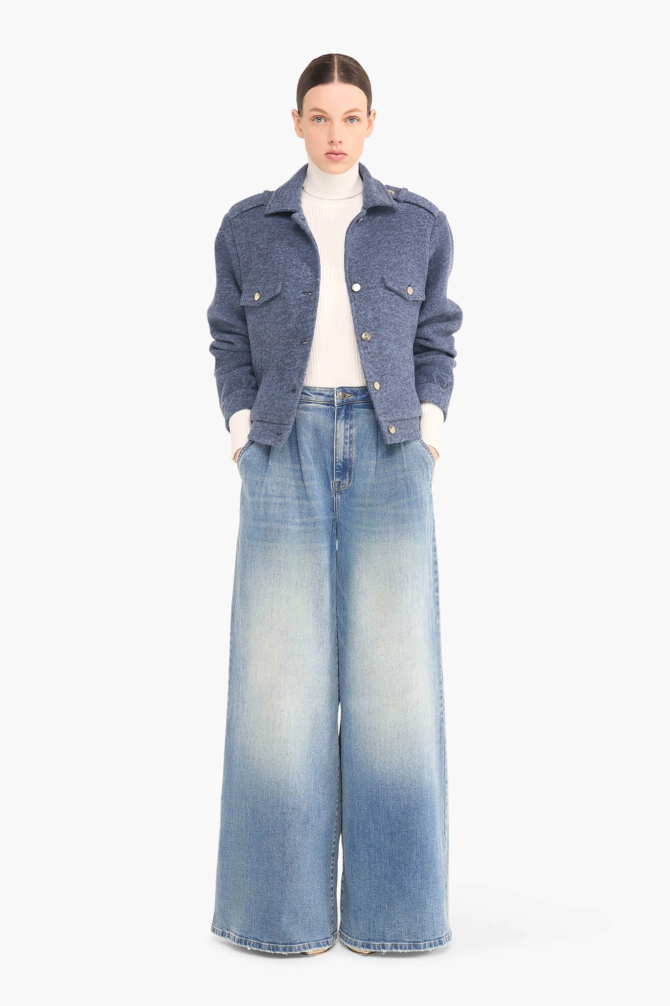 Wollen Dames Jas Kort Gregory Blauw