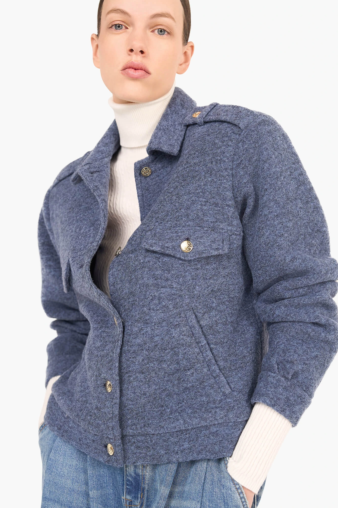 Wollen Dames Jas Kort Gregory Blauw