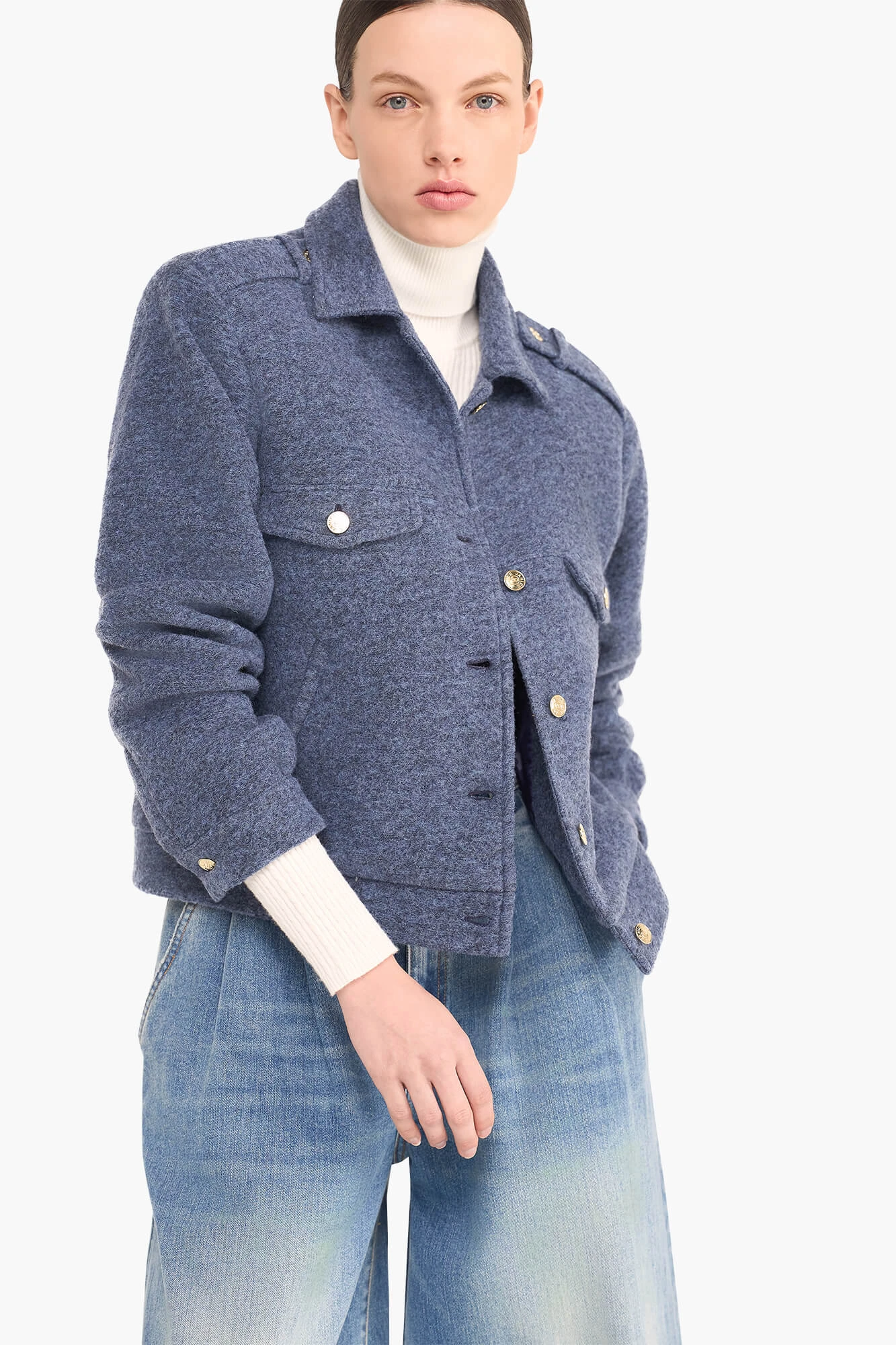 Wollen Dames Jas Kort Gregory Blauw