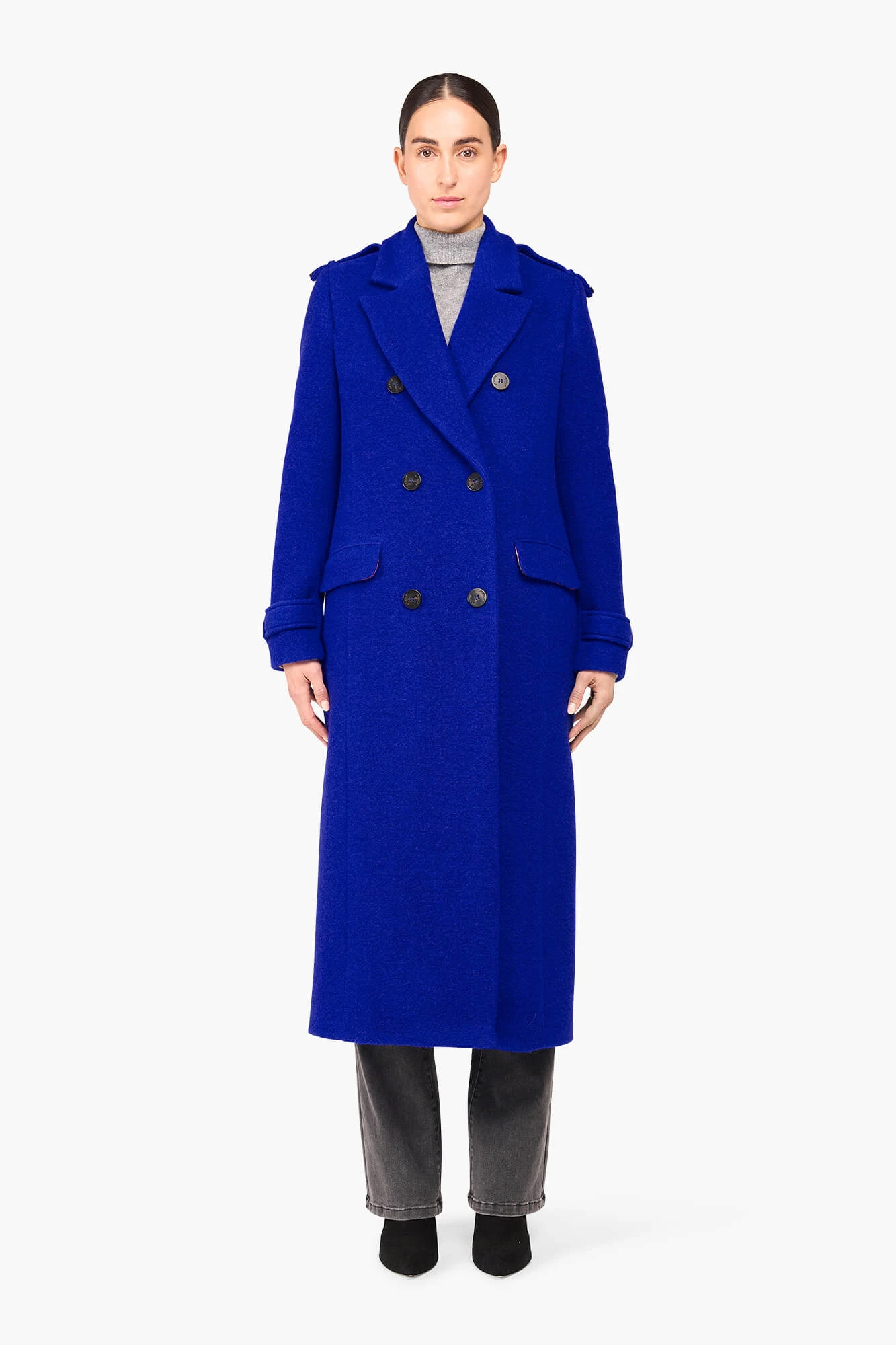 Wollen Lange Dames Jas Lennon Blauw