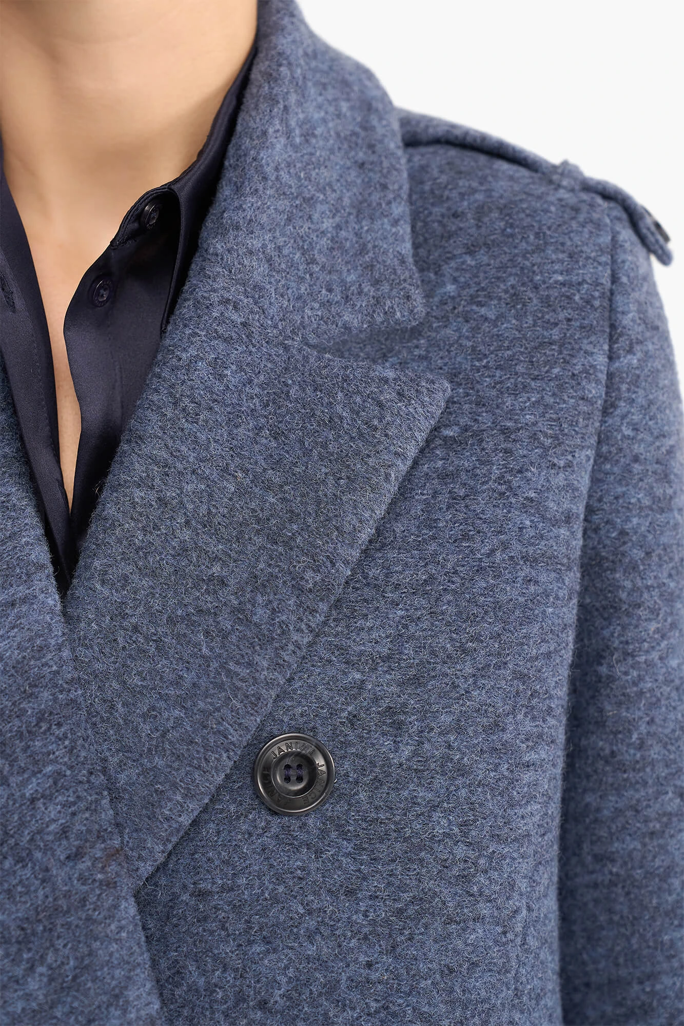 Women's Long Wool Coat, Lennon Blue