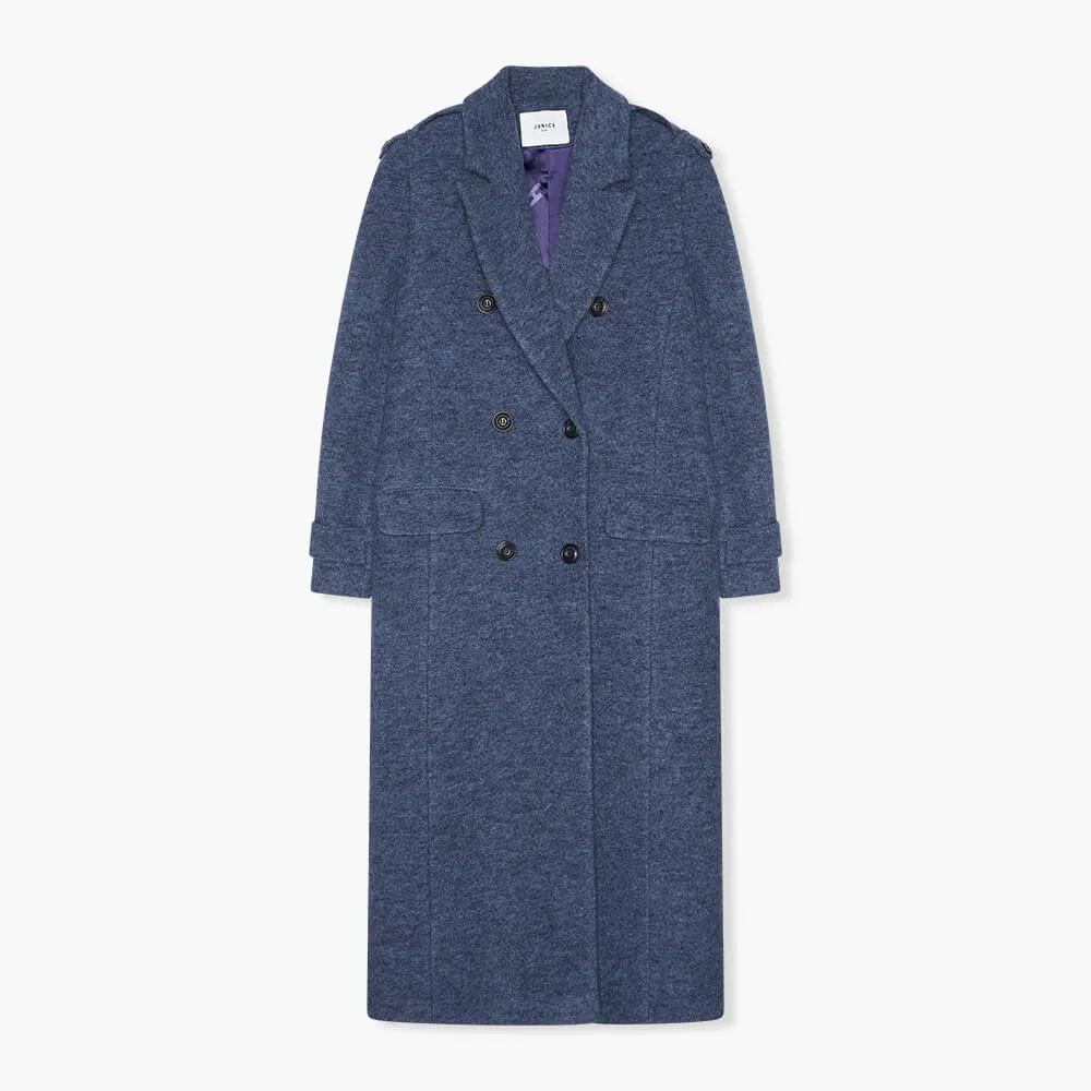Wollen Lange Dames Jas Lennon Blauw