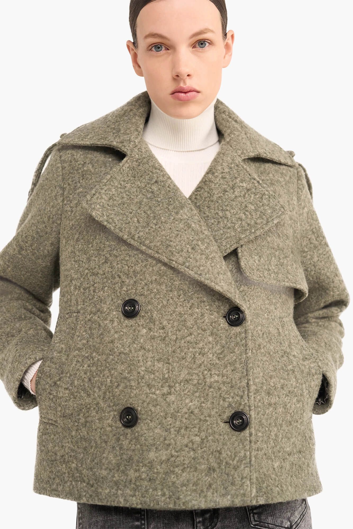 Wollen Jas Dames Kort Jean Groen