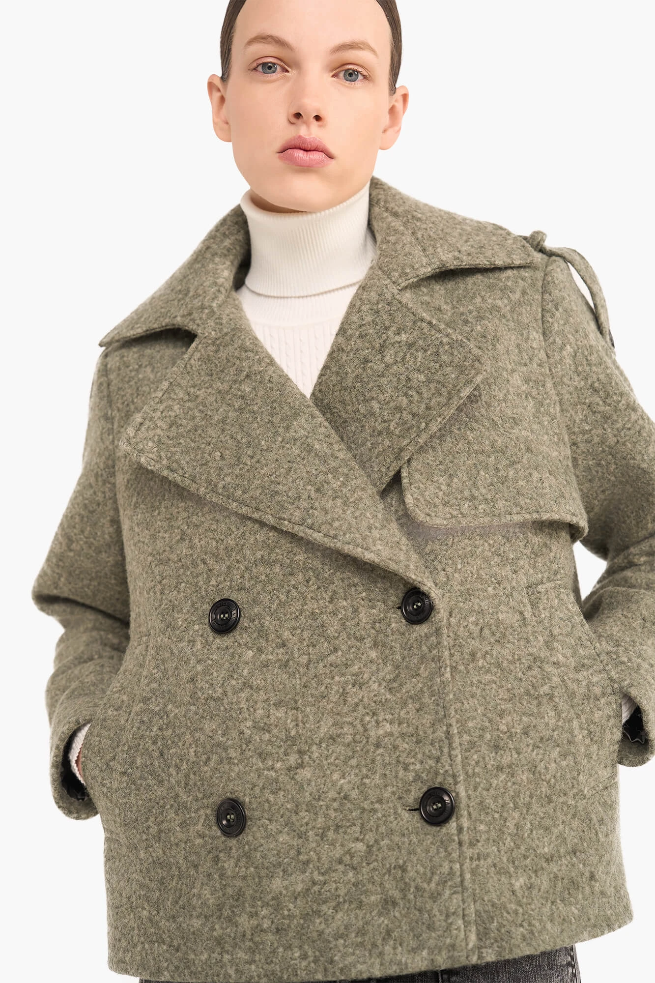 Wollen Jas Dames Kort Jean Groen