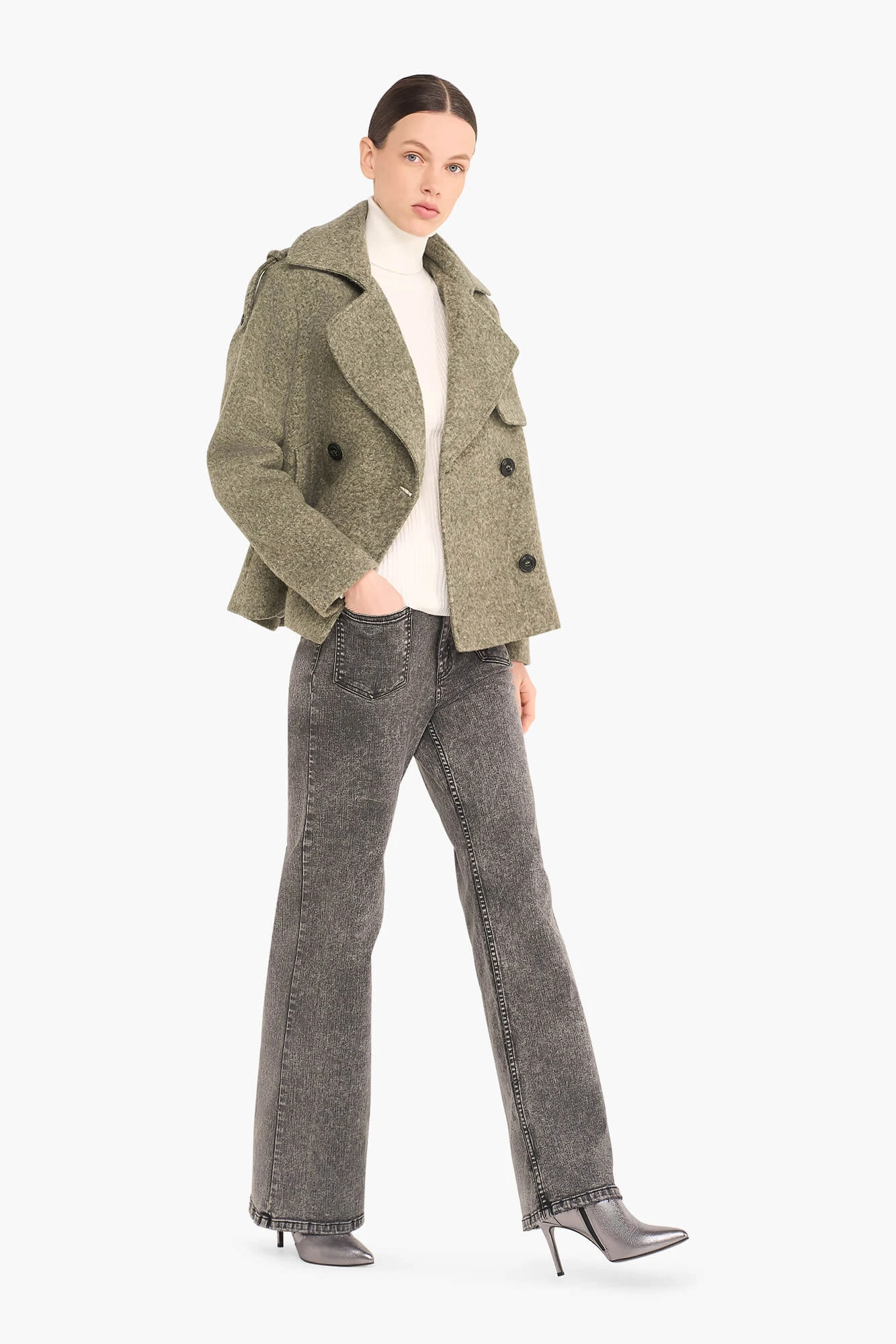 Wollen Jas Dames Kort Jean Groen