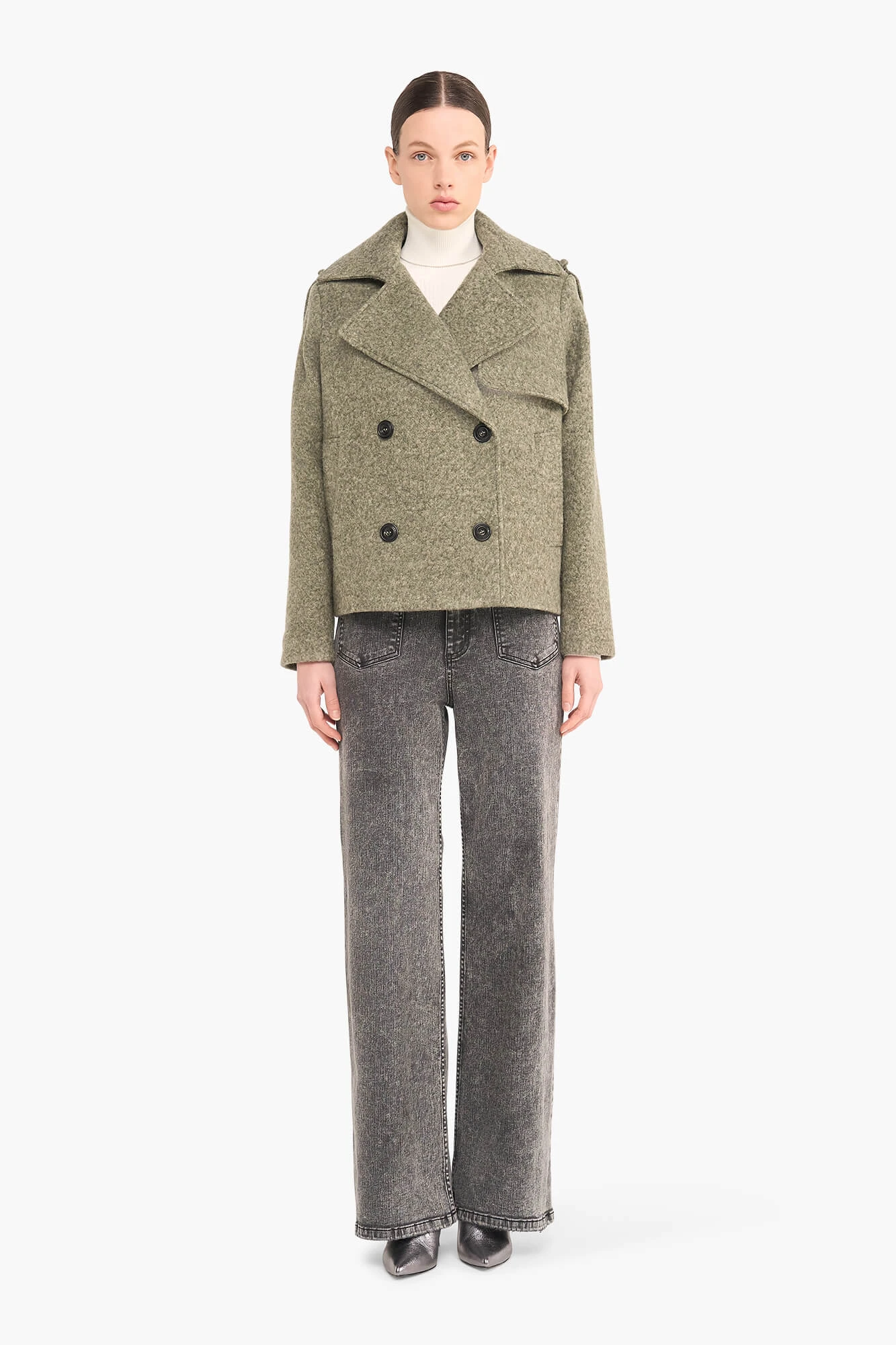 Wollen Jas Dames Kort Jean Groen
