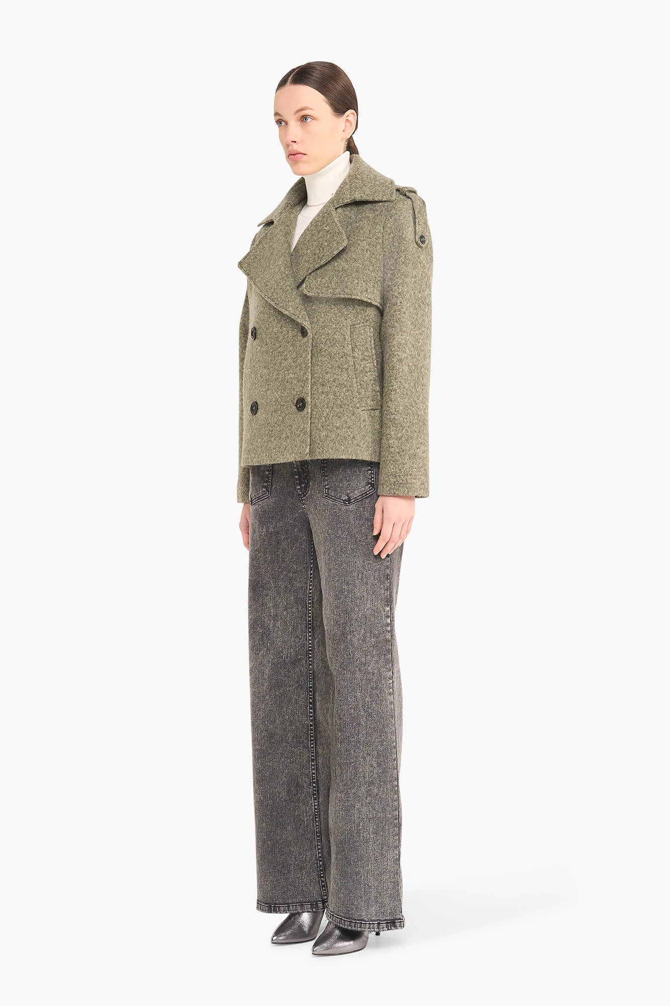 Wollen Jas Dames Kort Jean Groen