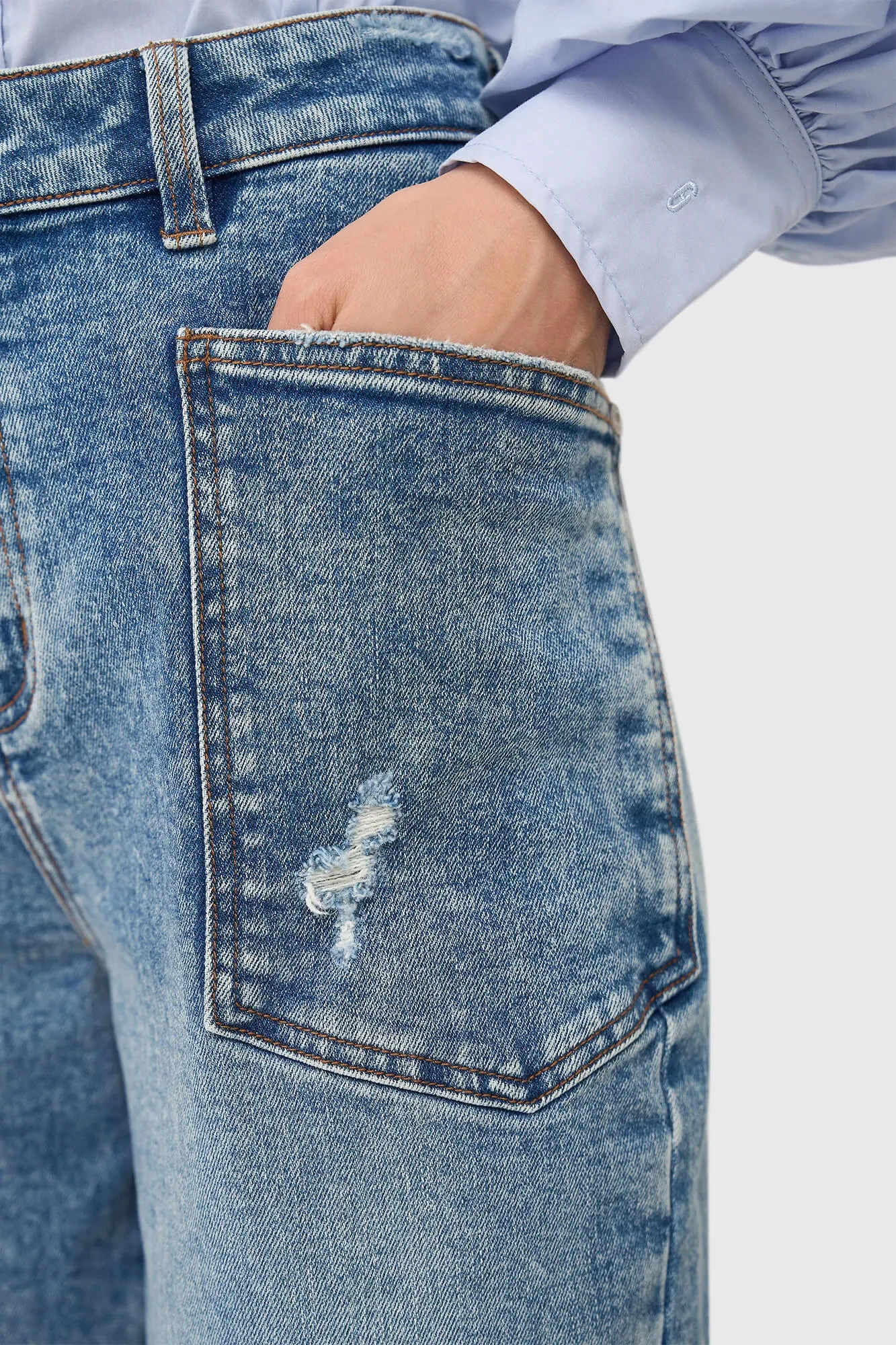 Worker Jeans Damen Barrel Fit Stretch Mid Rise Morrison Blau 379