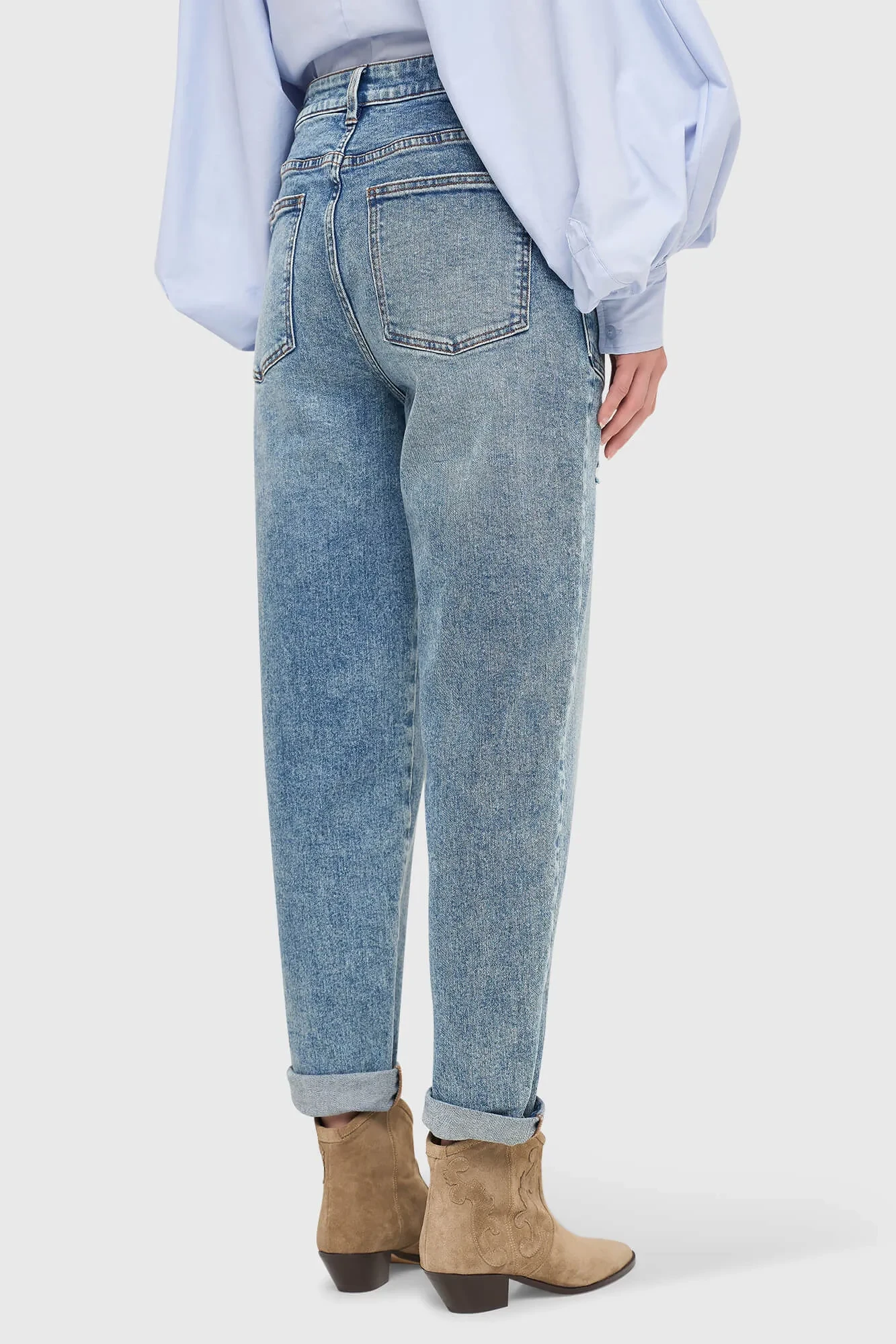 Worker Jeans Damen Barrel Fit Stretch Mid Rise Morrison Blau 379