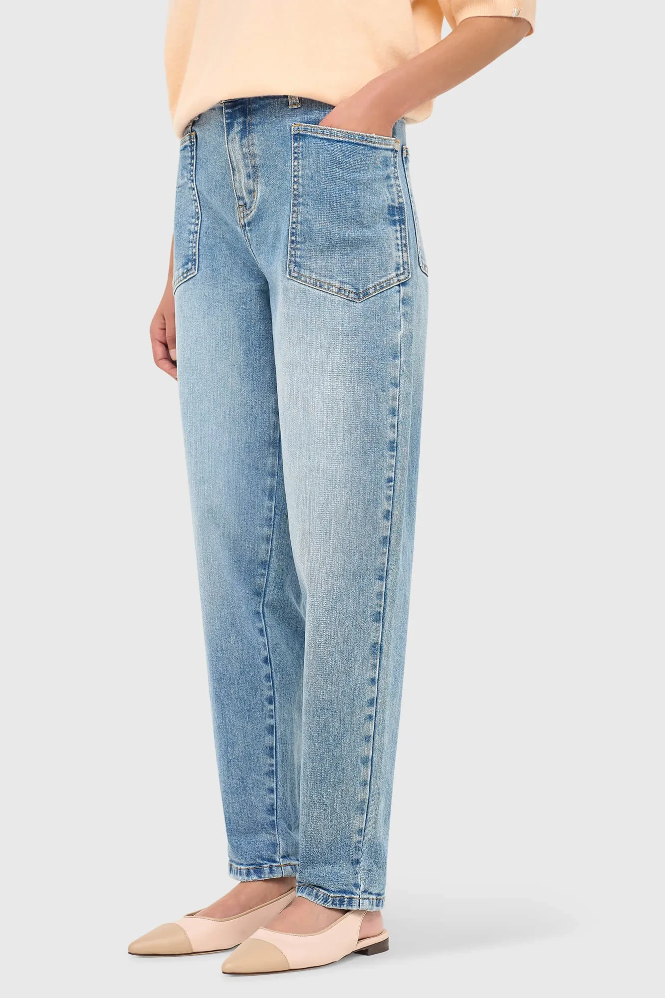 Worker Jeans Damen Barrel Fit Stretch Mid Rise Morrison Blau 786
