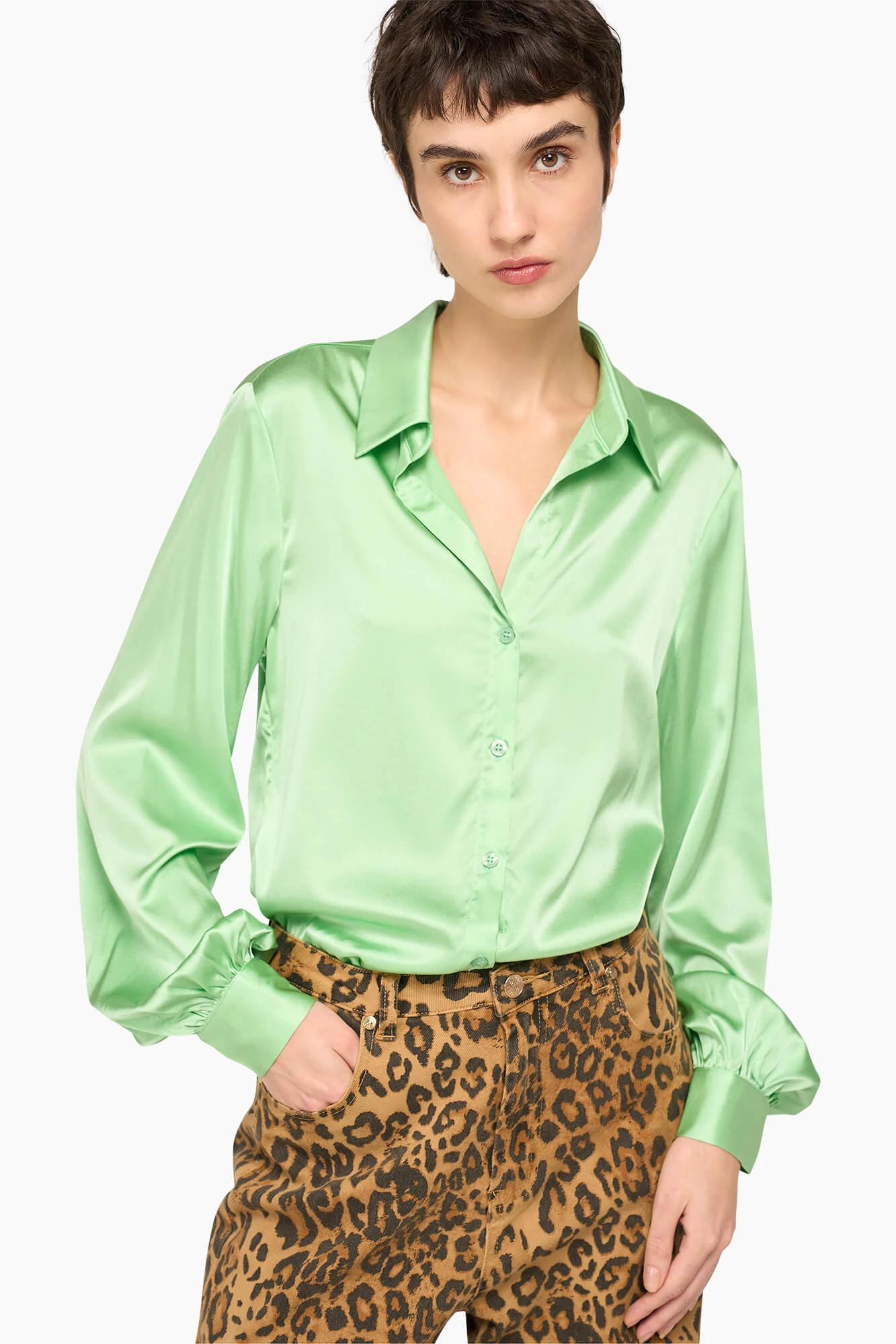 Zijden Blouse Dames Bobby Groen