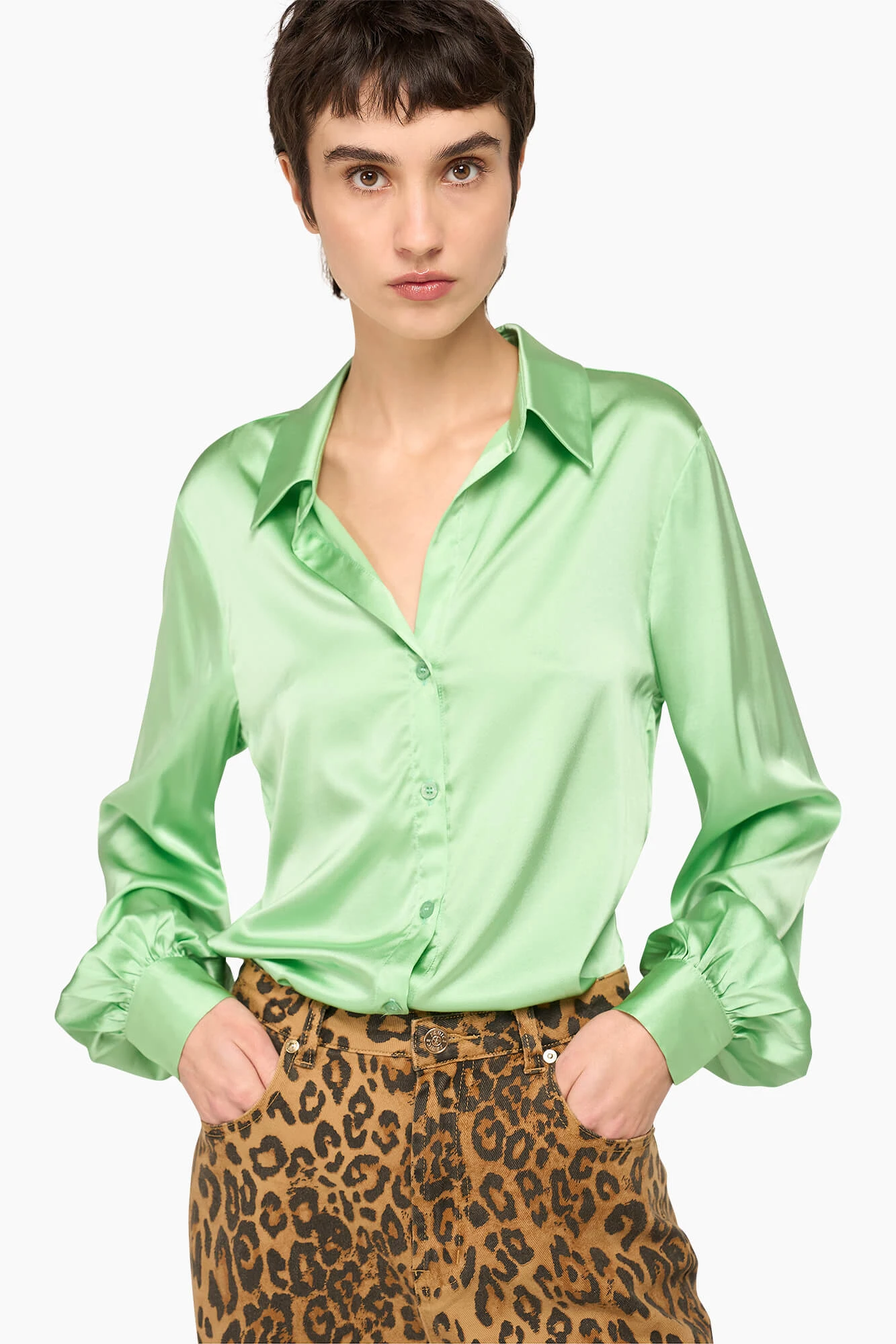 Zijden Blouse Dames Bobby Groen