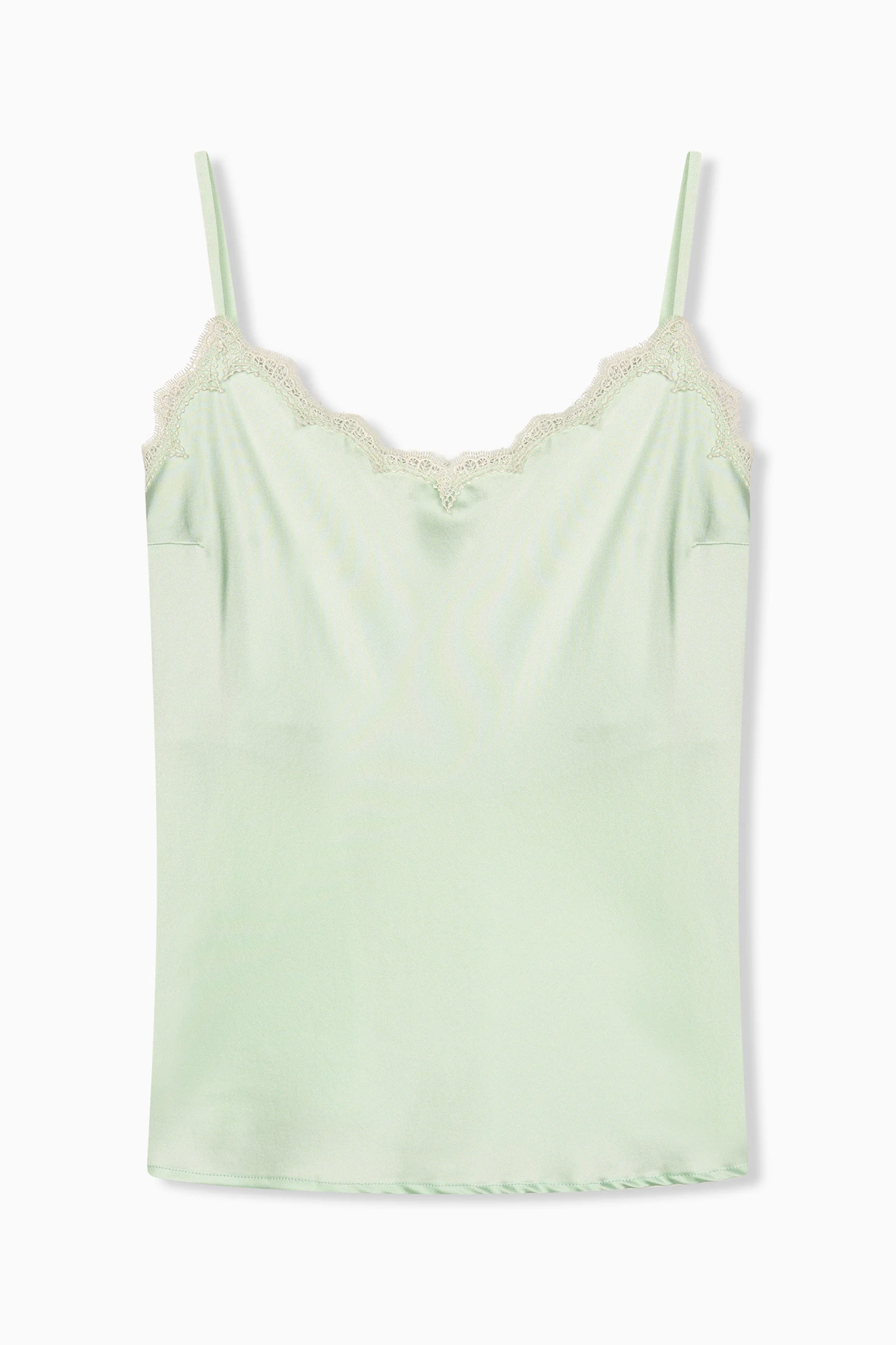Zijden Top Dames Kant River Mint