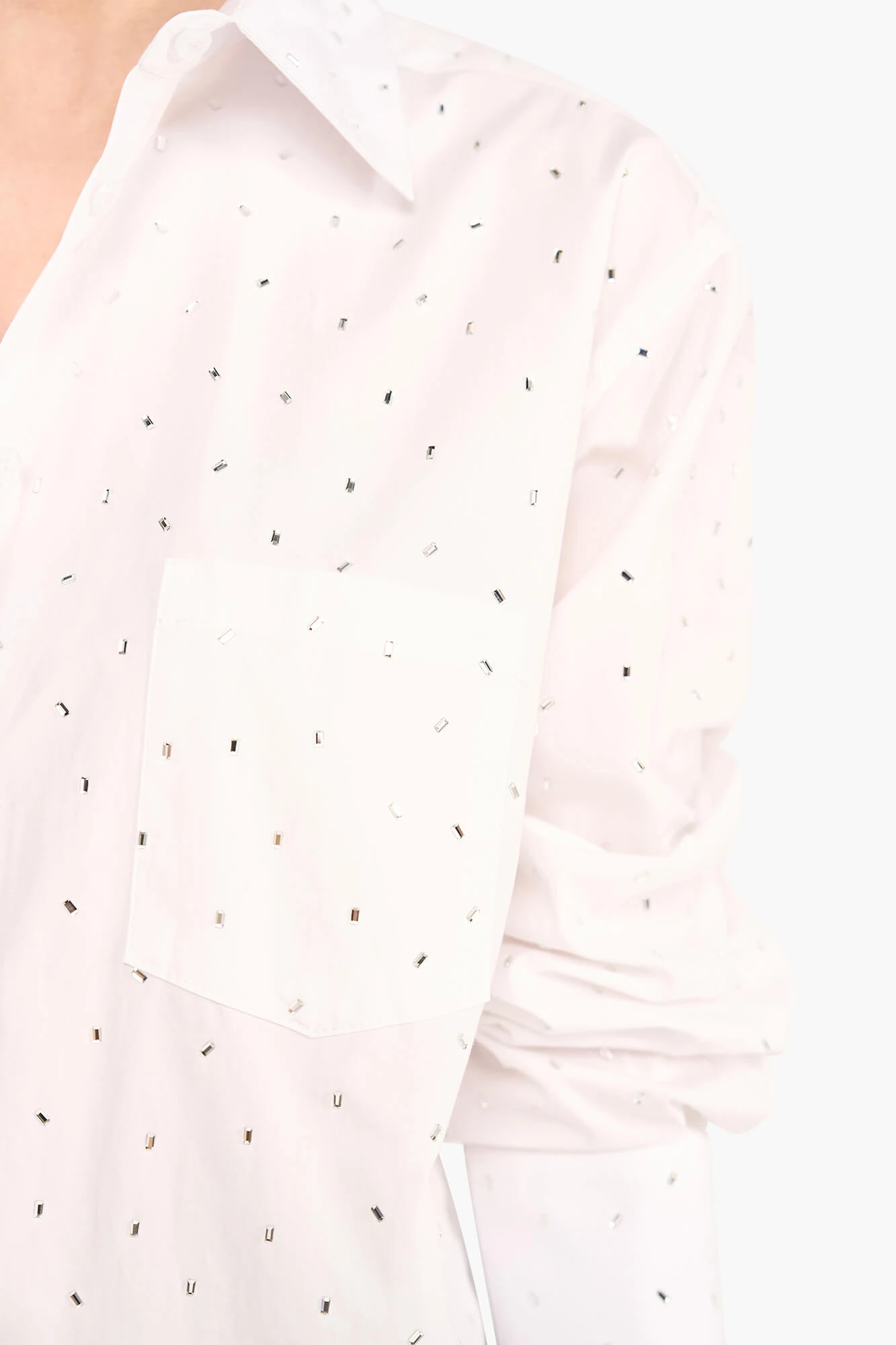 Baumwollbluse für Damen mit Strasssteinen, Kygo, Weiß