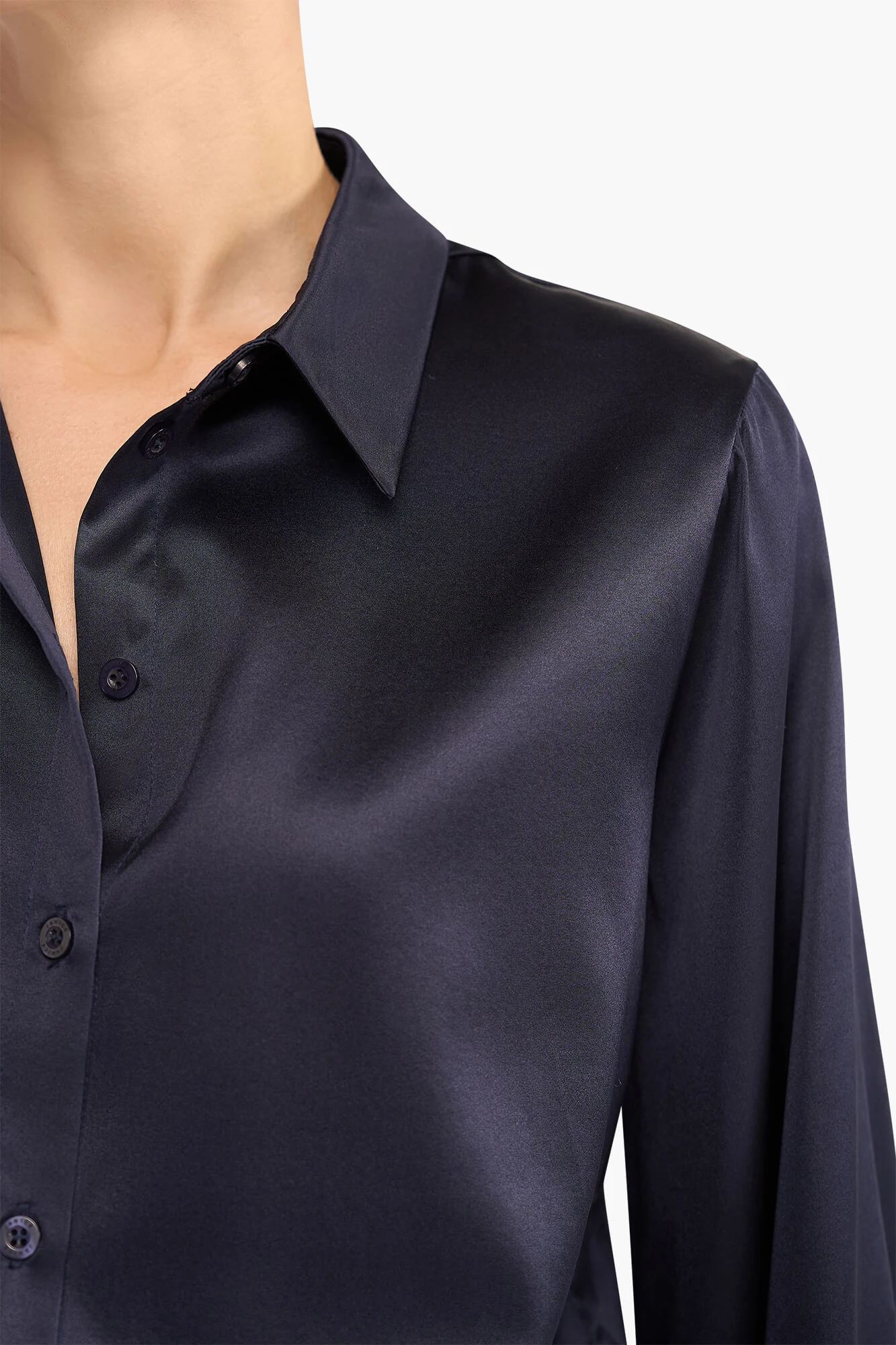 Zijden Blouse Dames Stretch Abe Donker Blauw