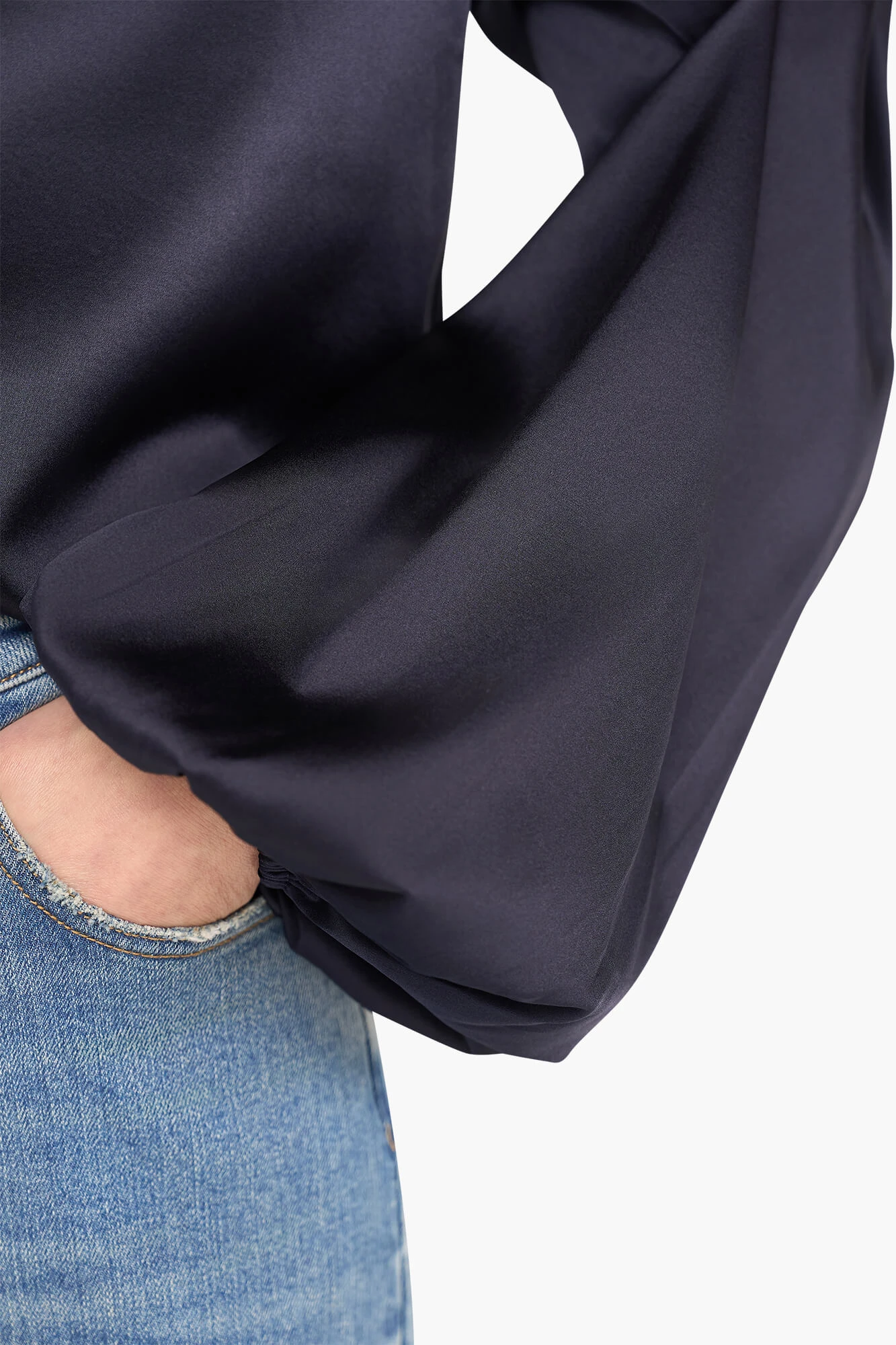 Zijden Blouse Dames Stretch Abe Donker Blauw