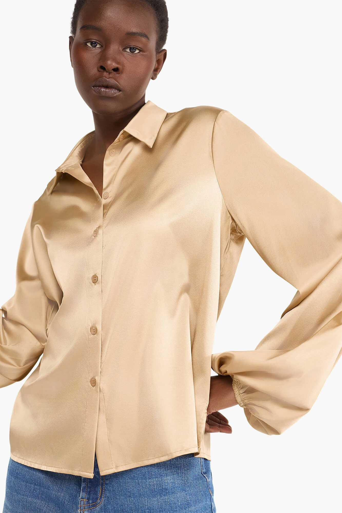 Zijden Blouse Dames Stretch Abe Goud