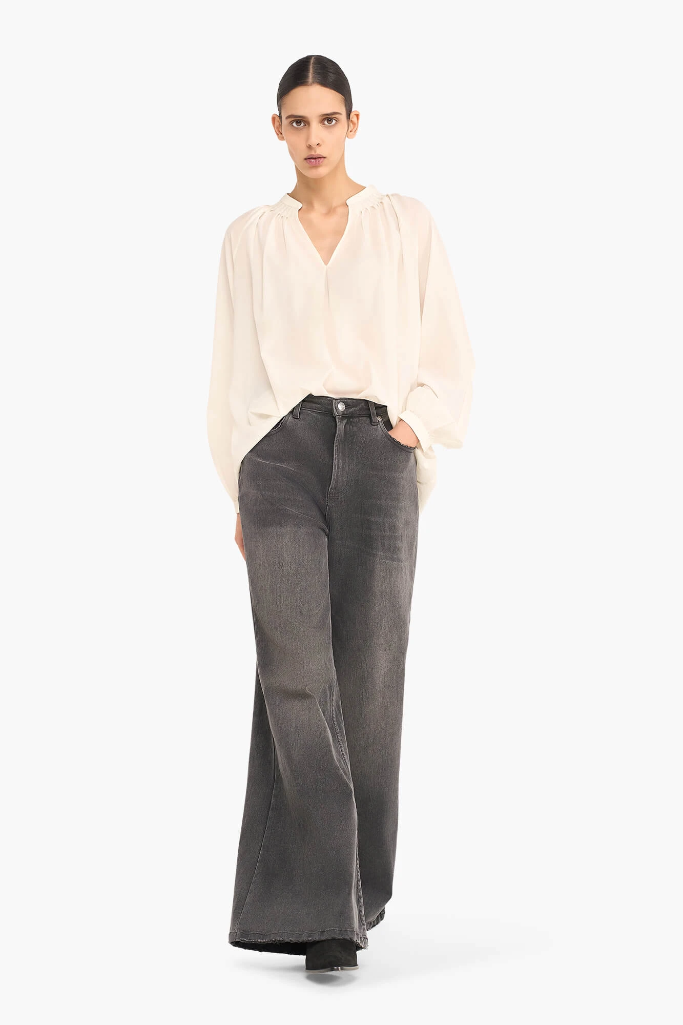 Seidenbluse für Damen „Landon“ in Off-White