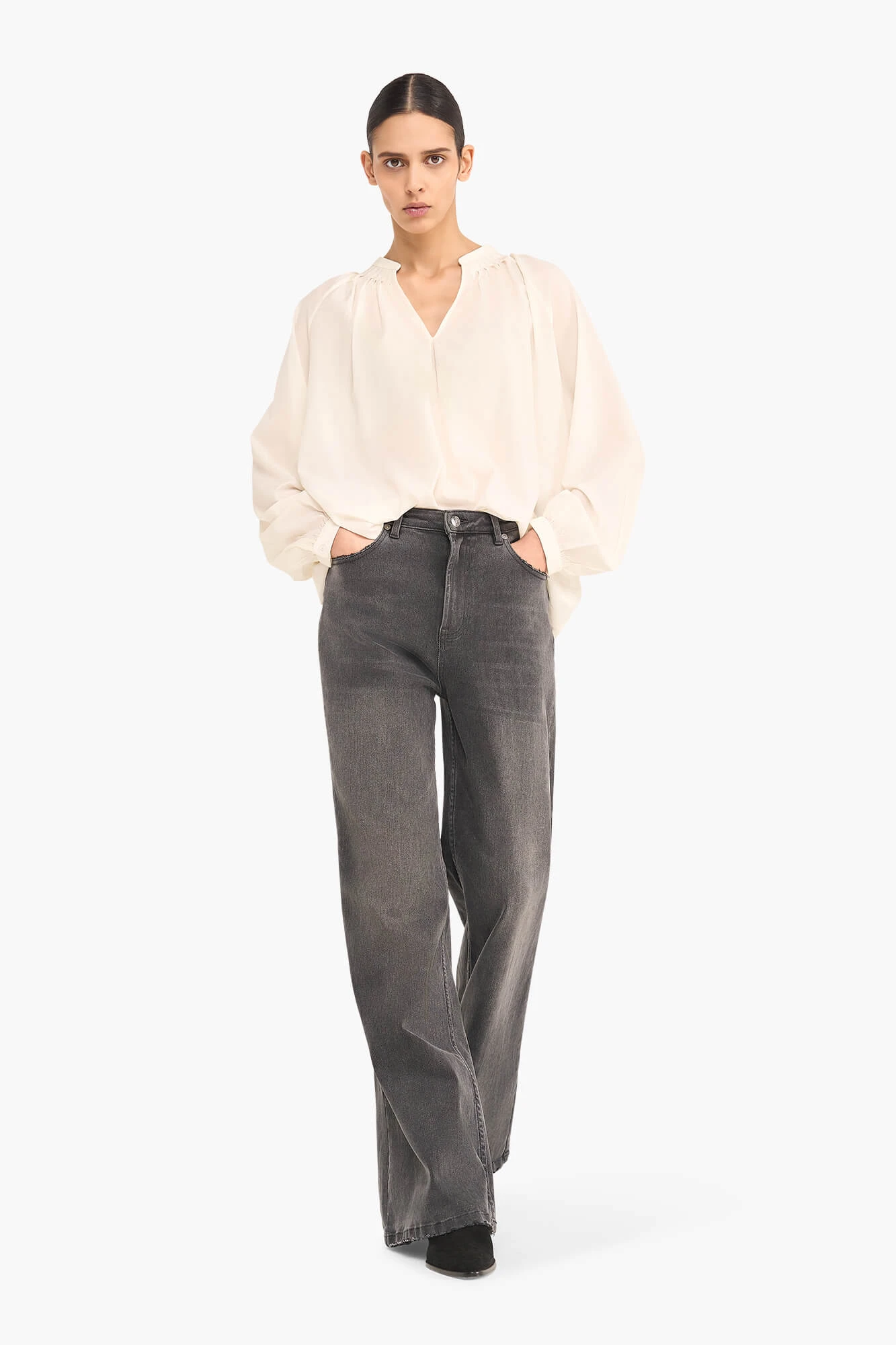Seidenbluse für Damen „Landon“ in Off-White