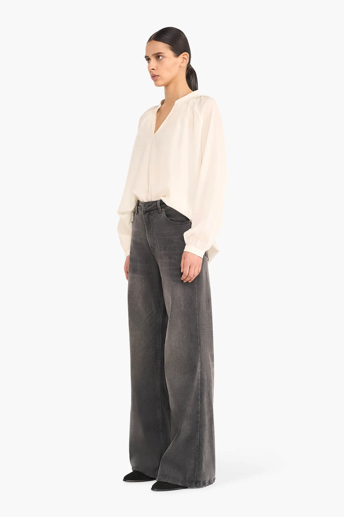 Seidenbluse für Damen „Landon“ in Off-White