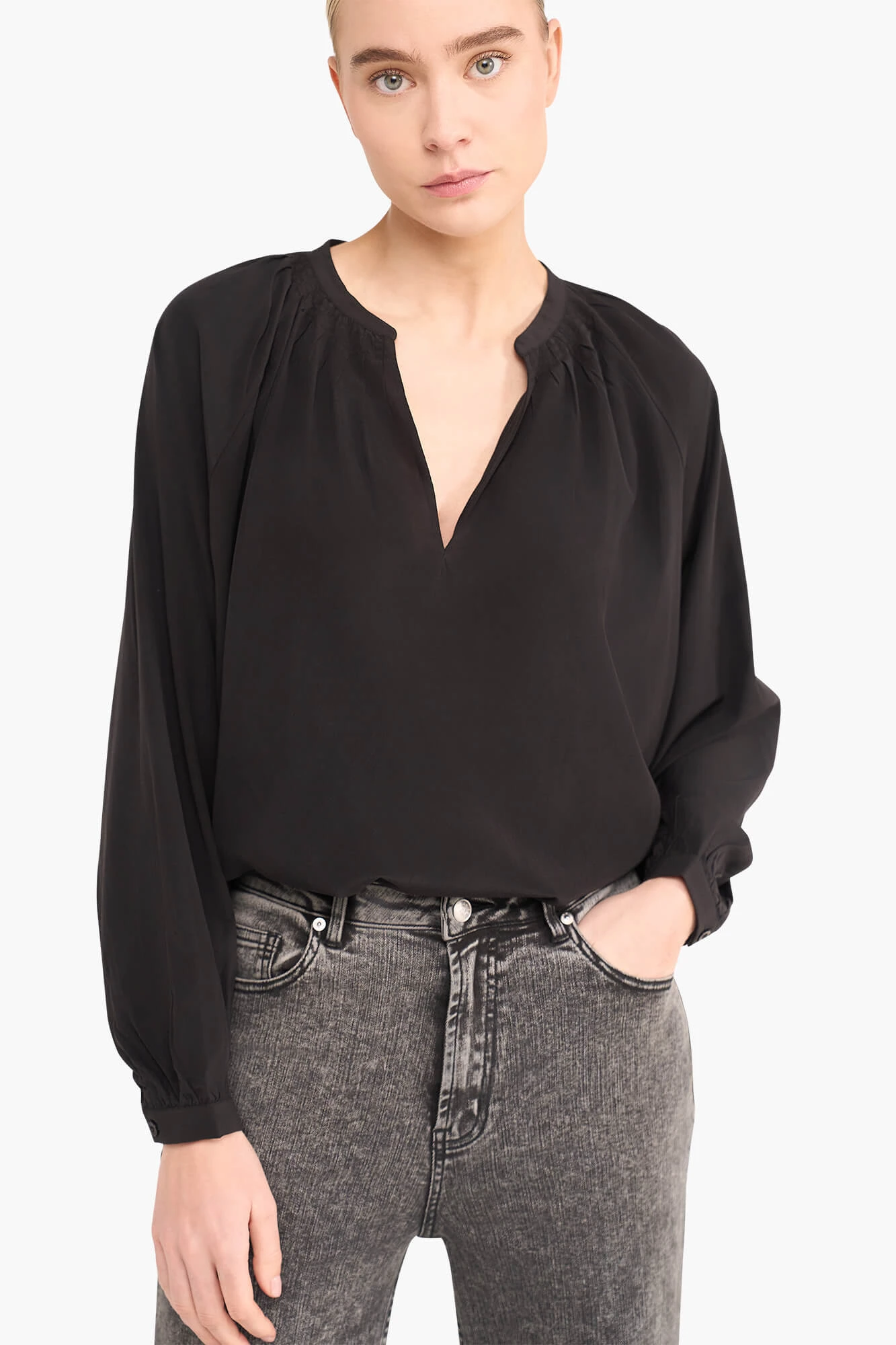 Zijden Dames Blouse Landon Zwart