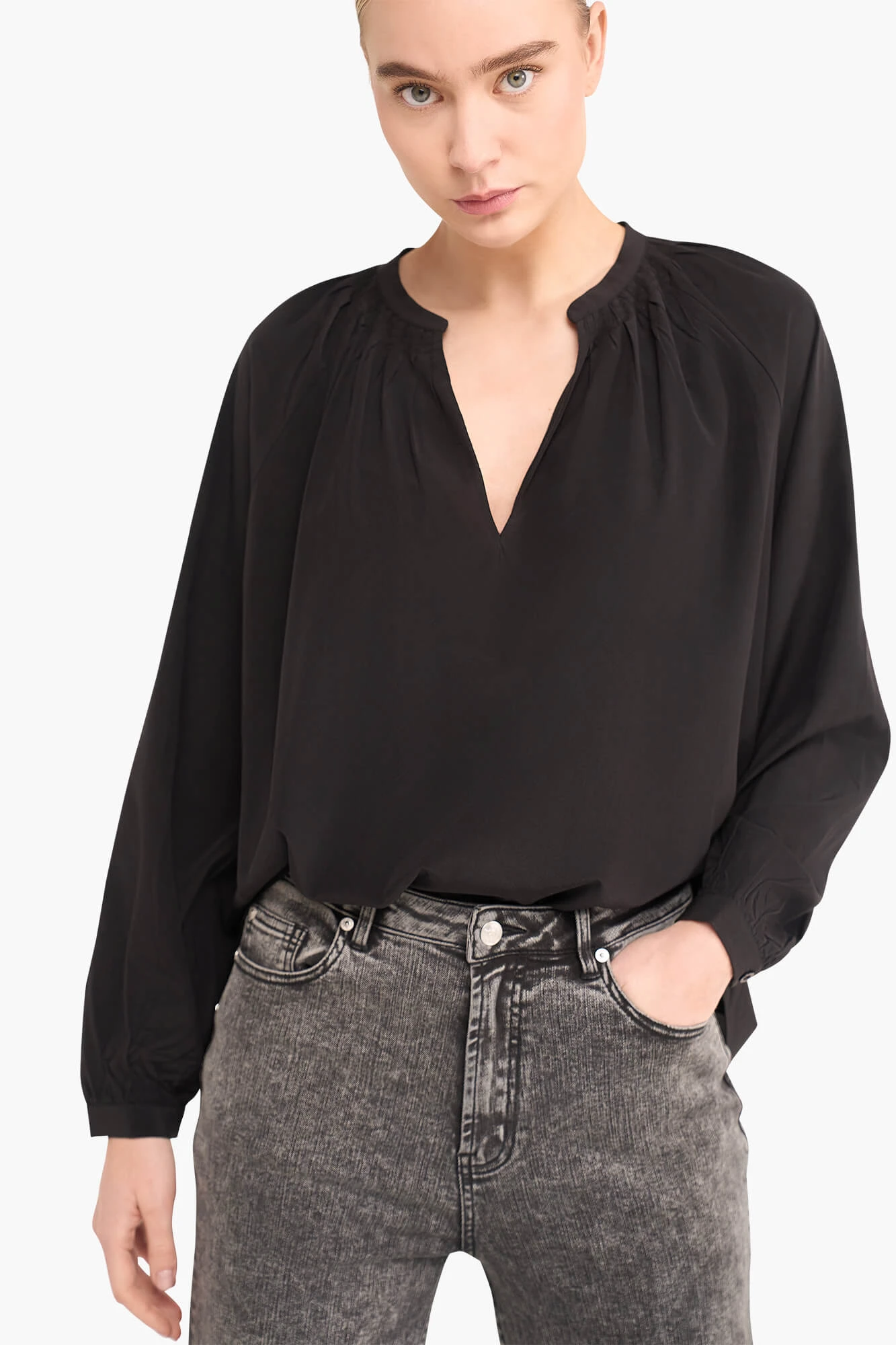 Zijden Dames Blouse Landon Zwart