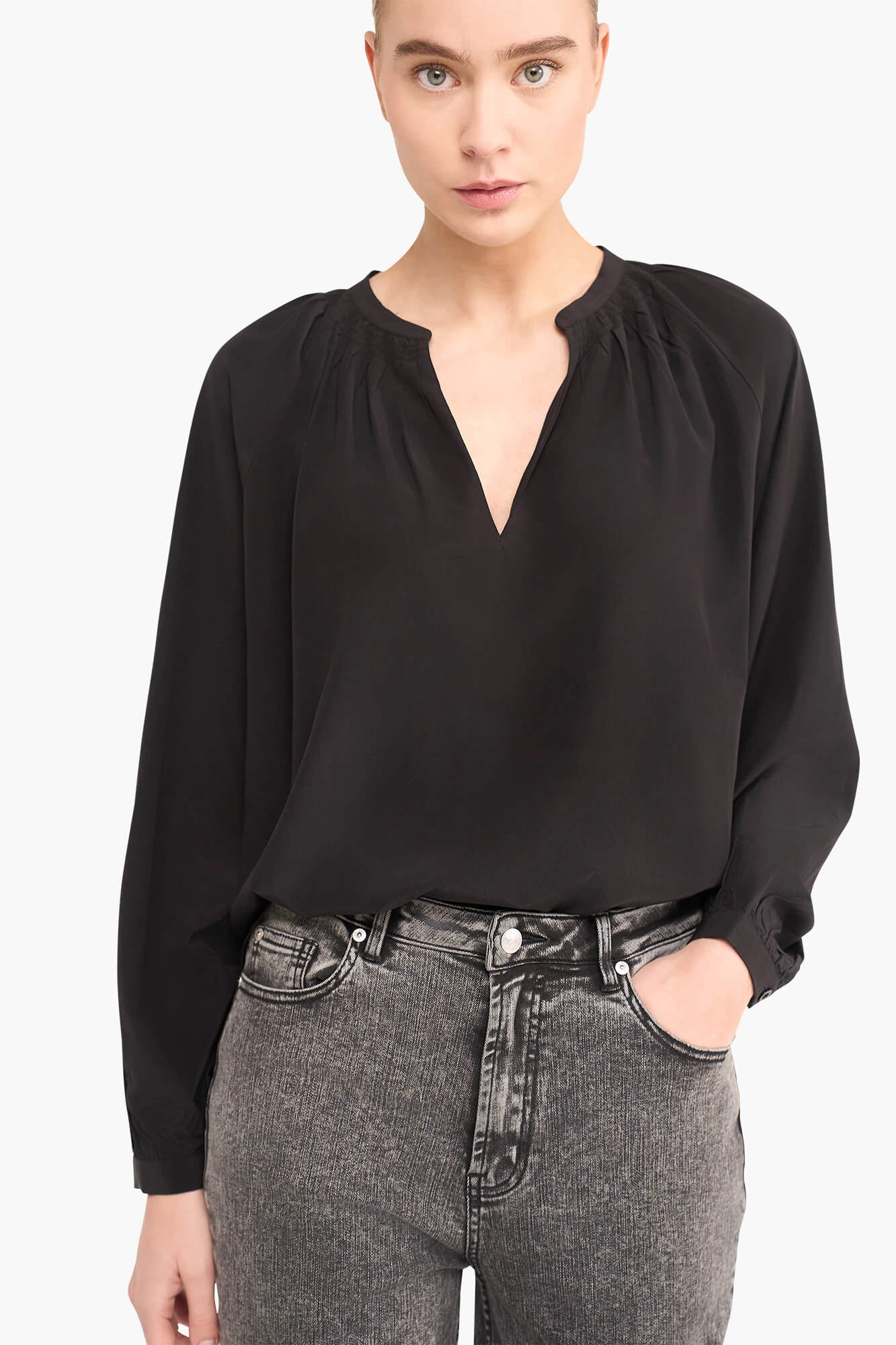 Zijden Dames Blouse Landon Zwart