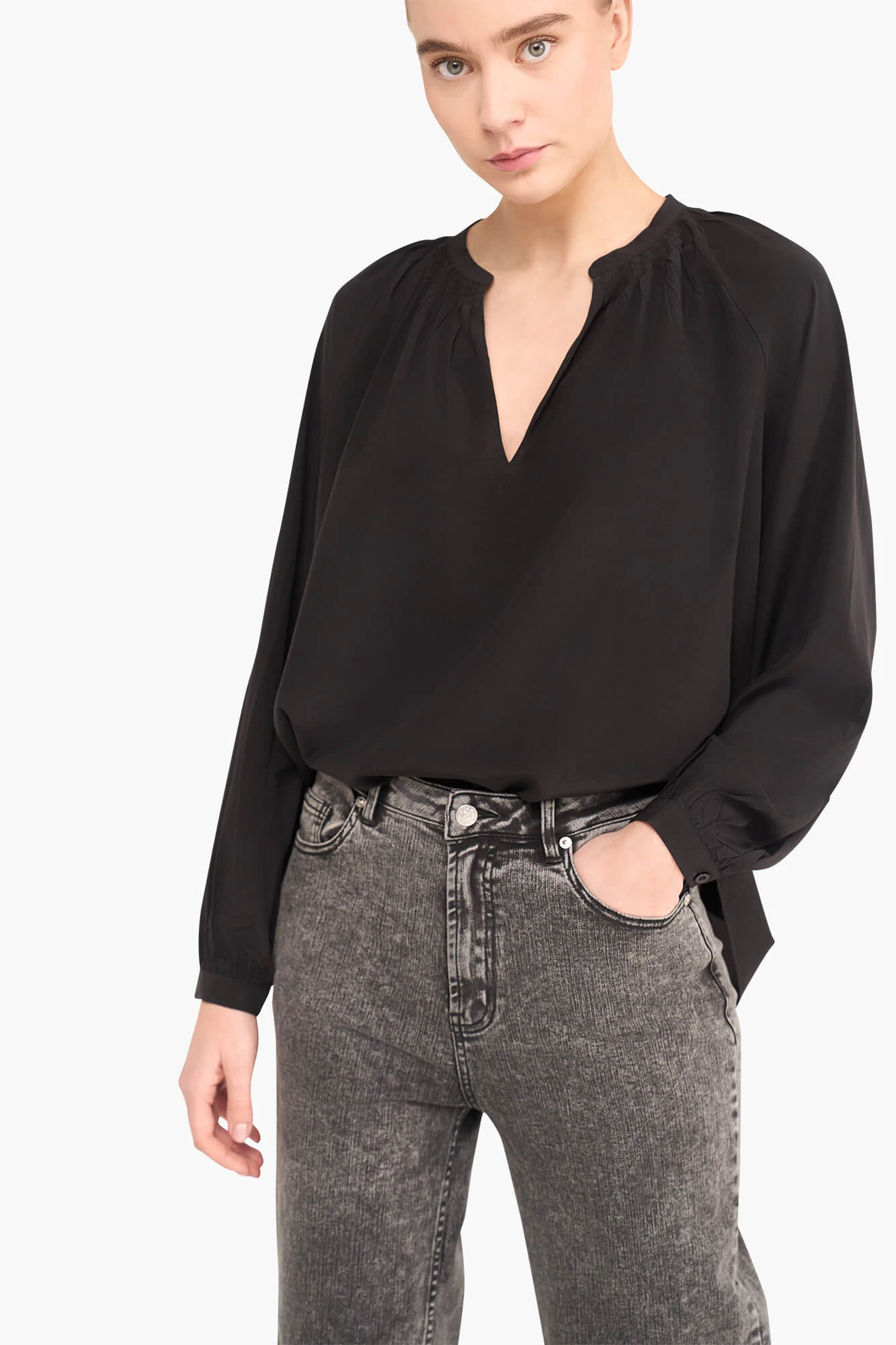 Zijden Dames Blouse Landon Zwart