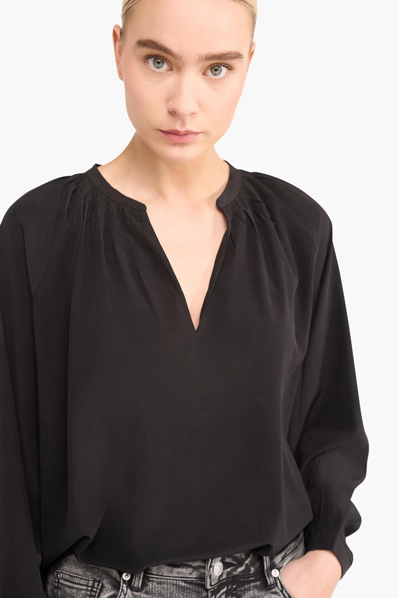 Zijden Dames Blouse Landon Zwart