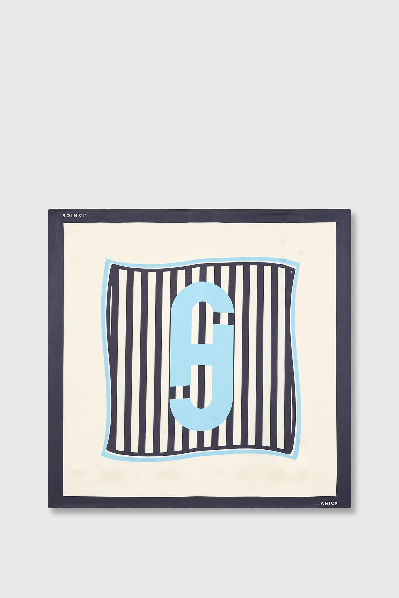 Seidenschal für Damen, Effron-Print, blau gestreift