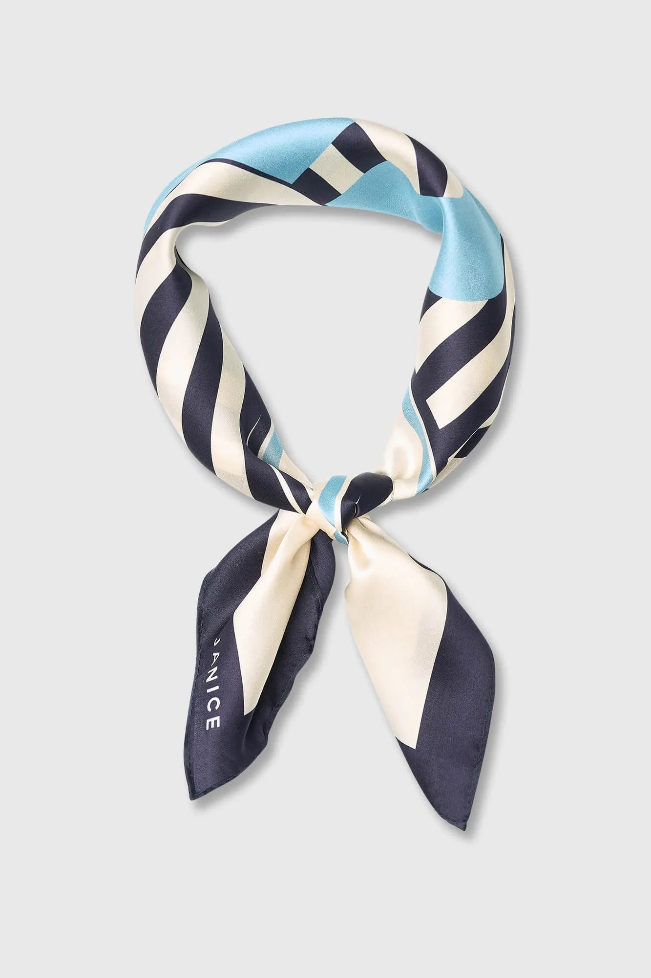 Seidenschal für Damen, Effron-Print, blau gestreift