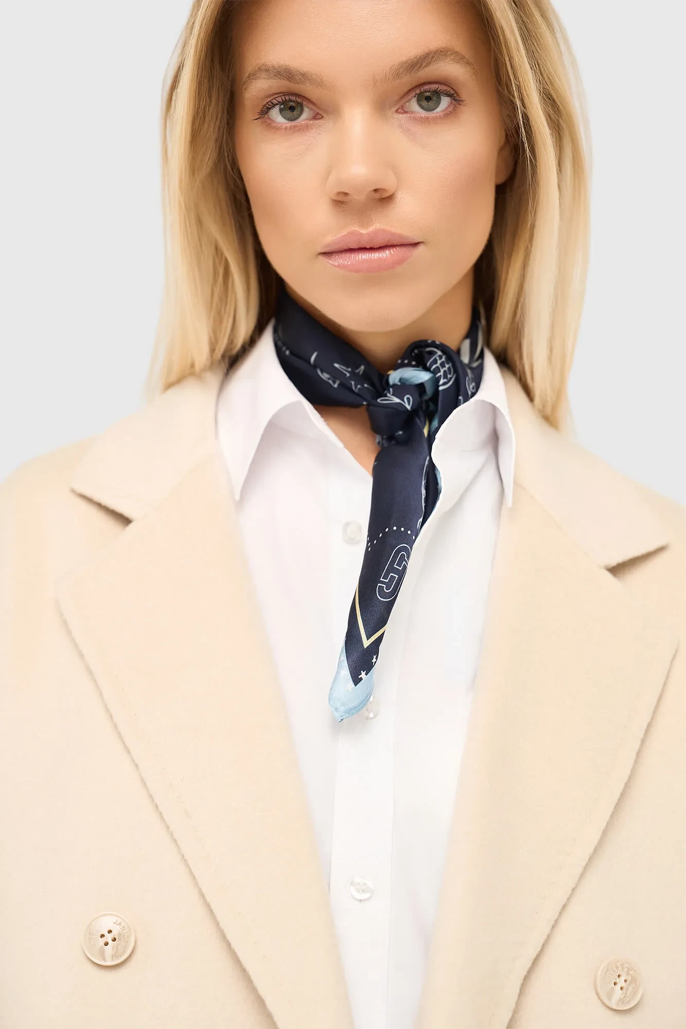 Seidenschal für Damen, Print „Effron“, blau