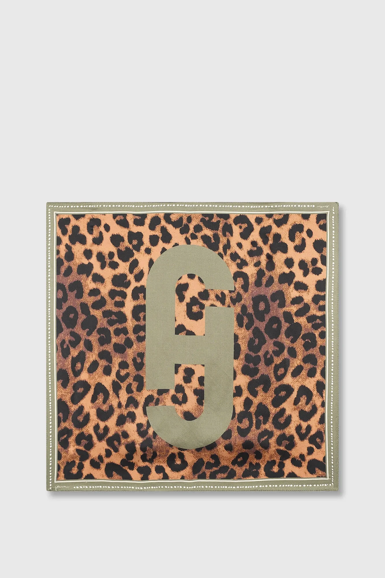 Women's Silk Scarf with Effron Green Leopard Print