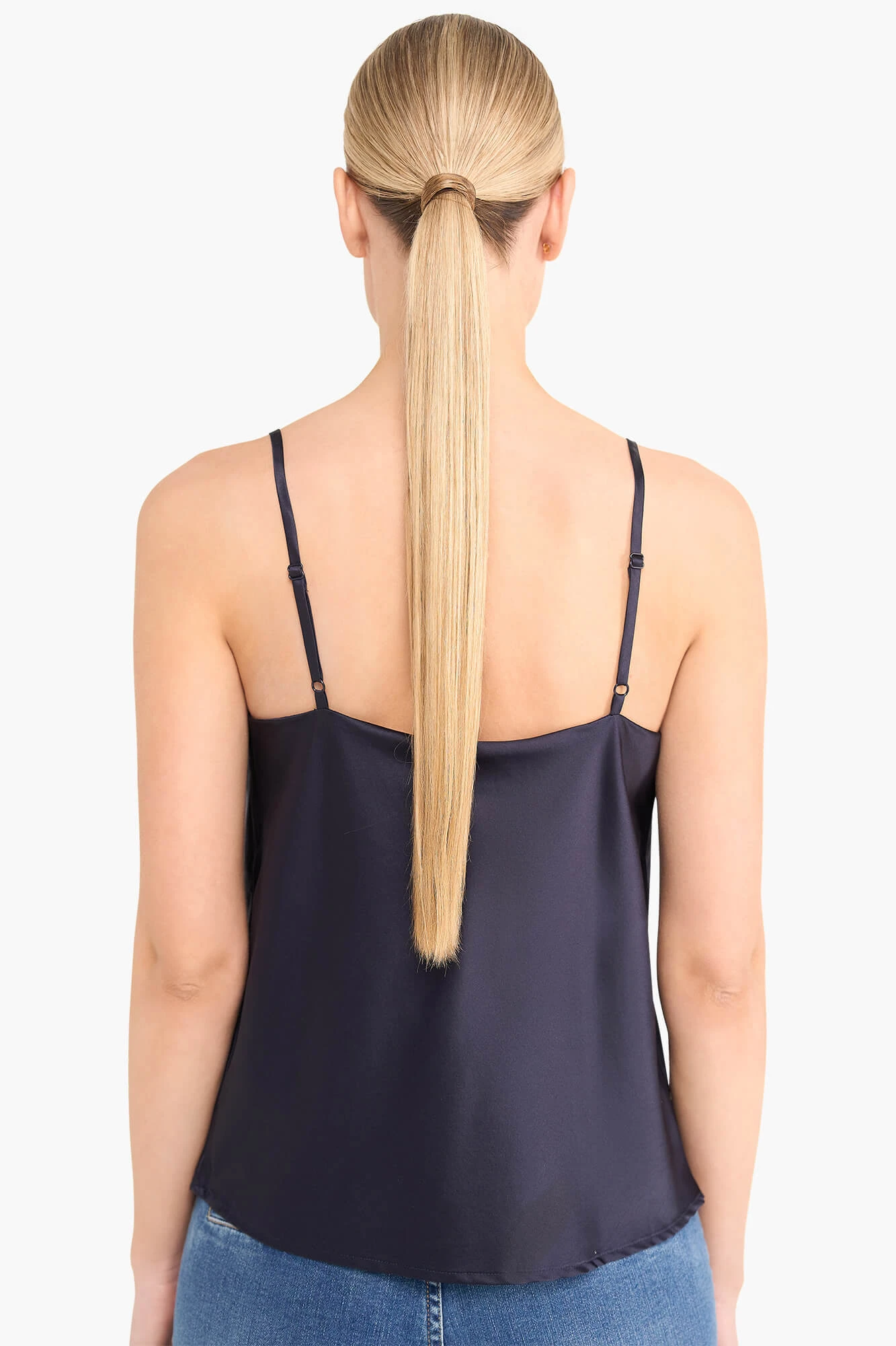 Zijden Top Dames Stretch River Donker Blauw