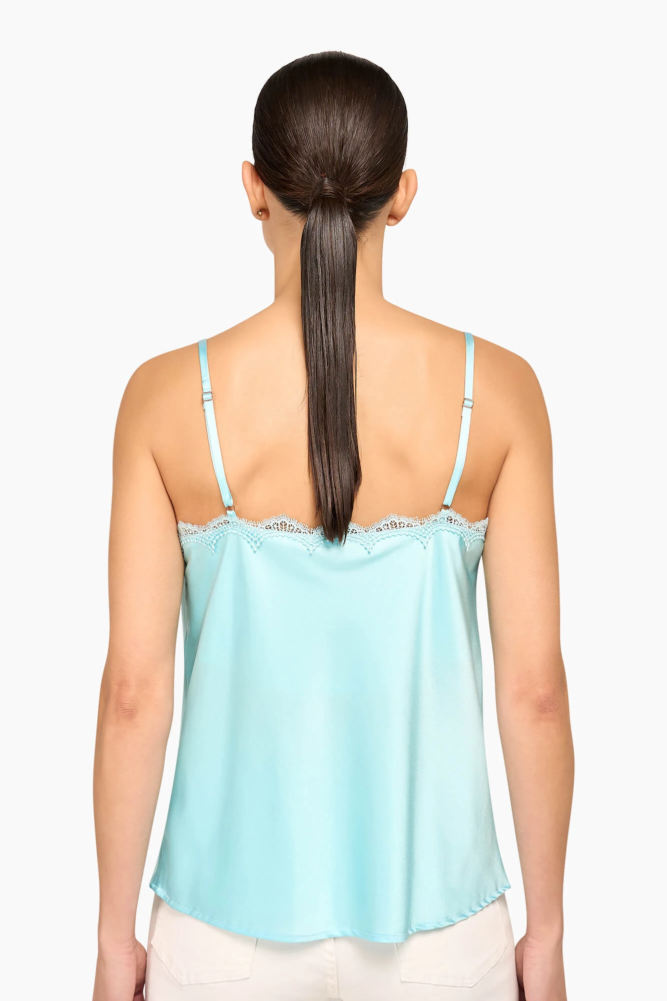Zijden Top Dames Kant River Blauw