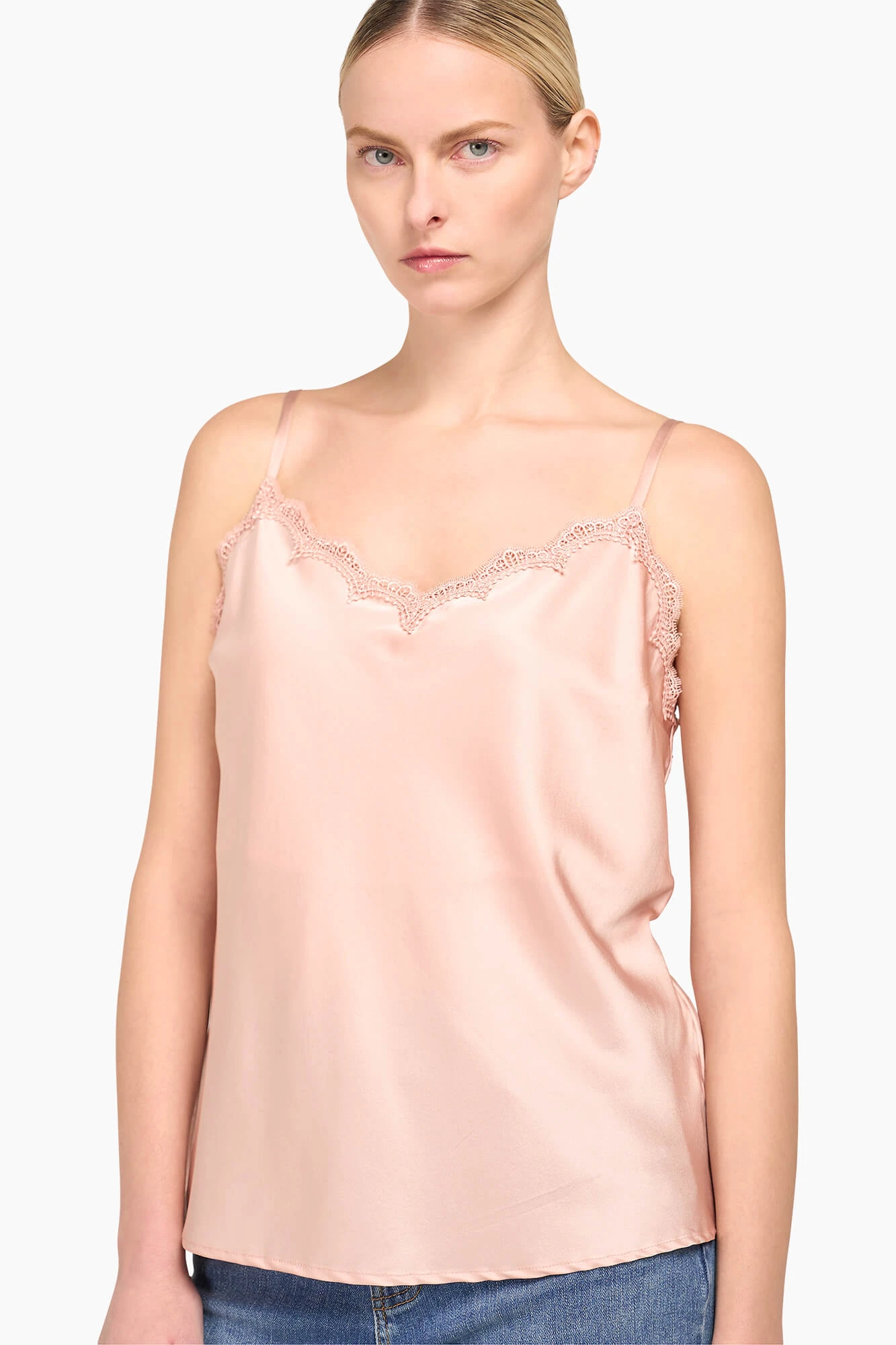 Zijden Top Dames Kant River Roze