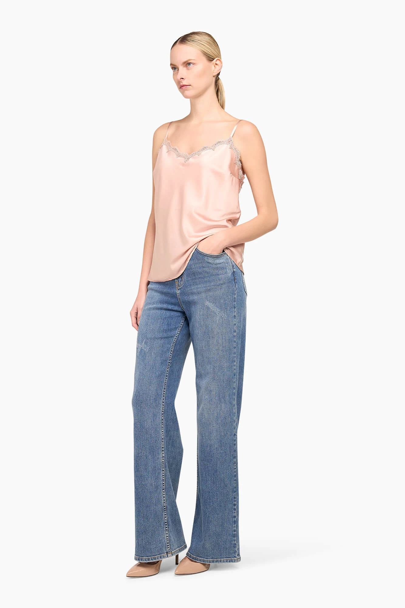 Zijden Top Dames Kant River Roze