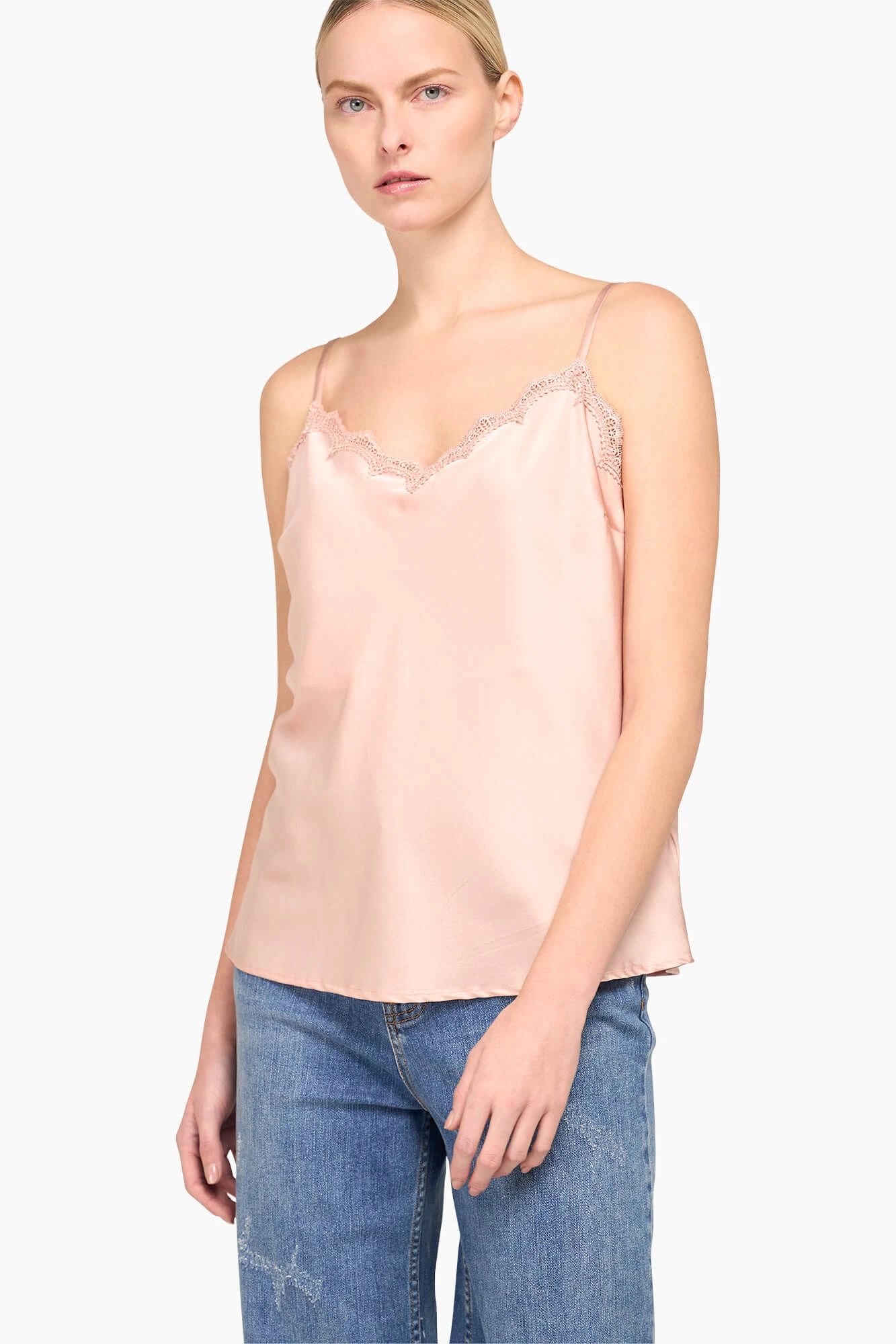 Zijden Top Dames Kant River Roze