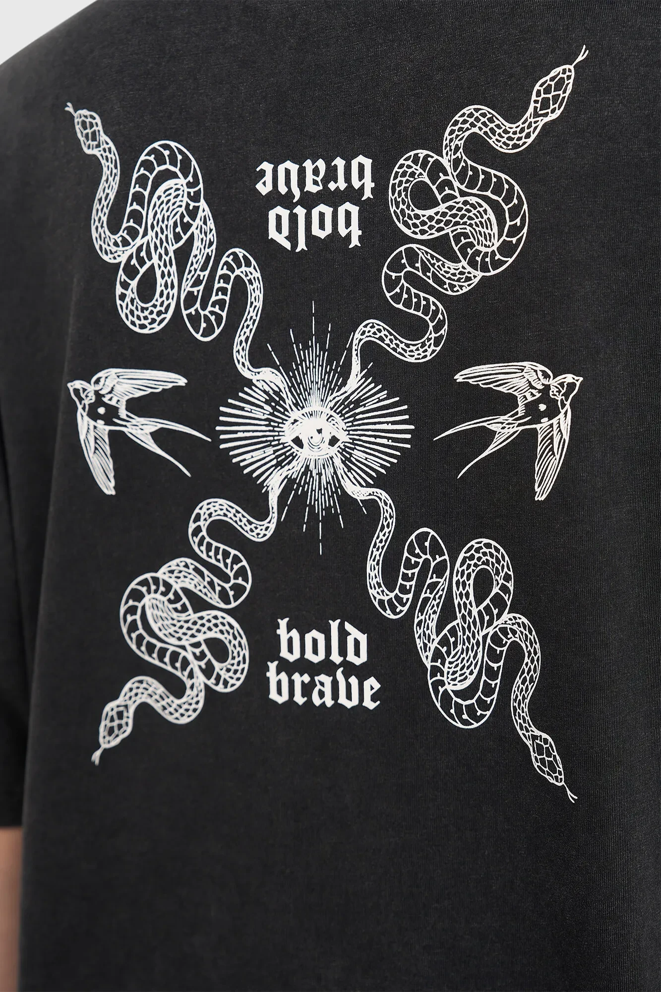 Black Women's Cotton Print Snake Adam Shirt
