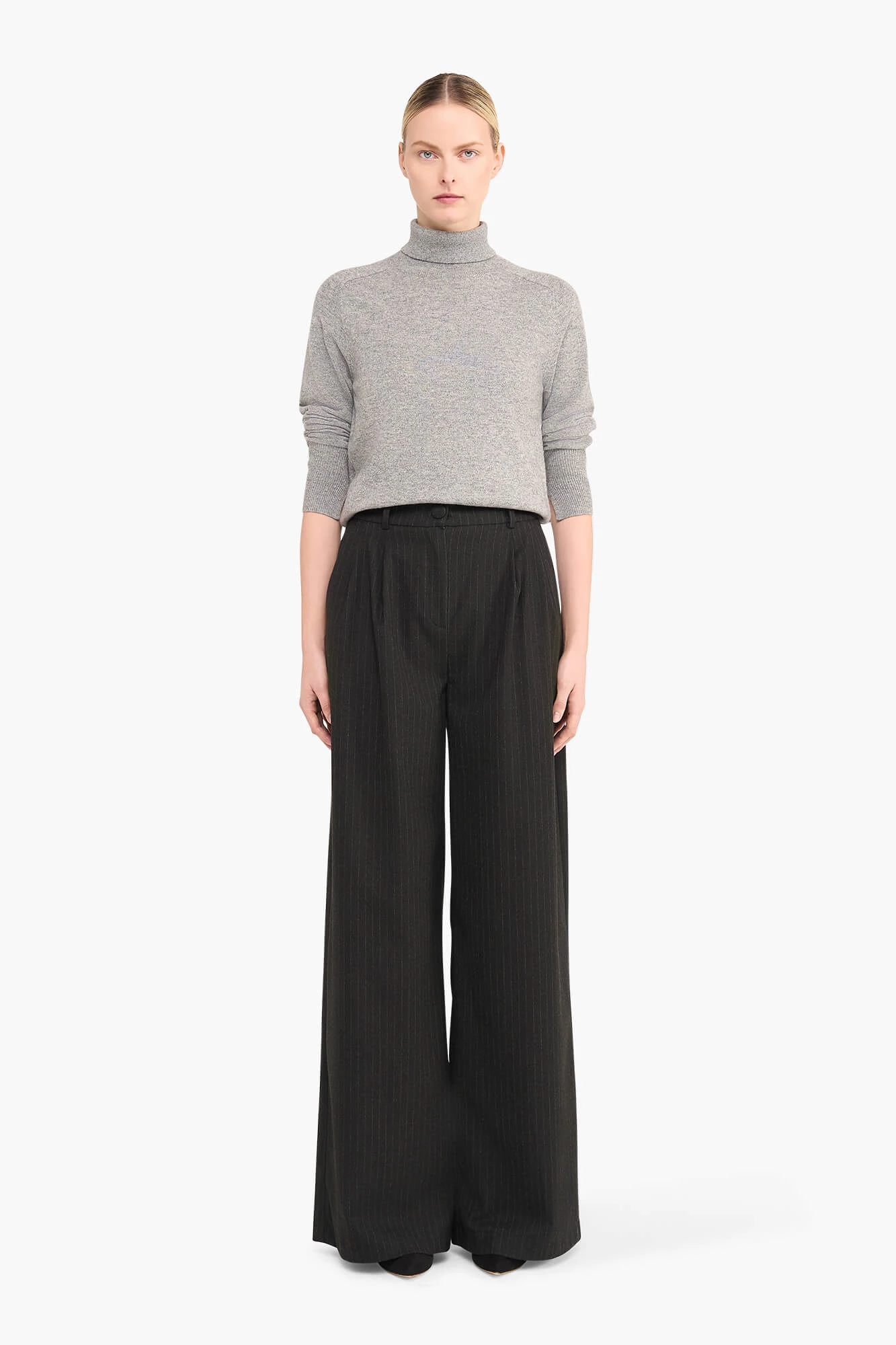 Damenhose, weit geschnitten, gestreift, Dollar-Muster, schwarz