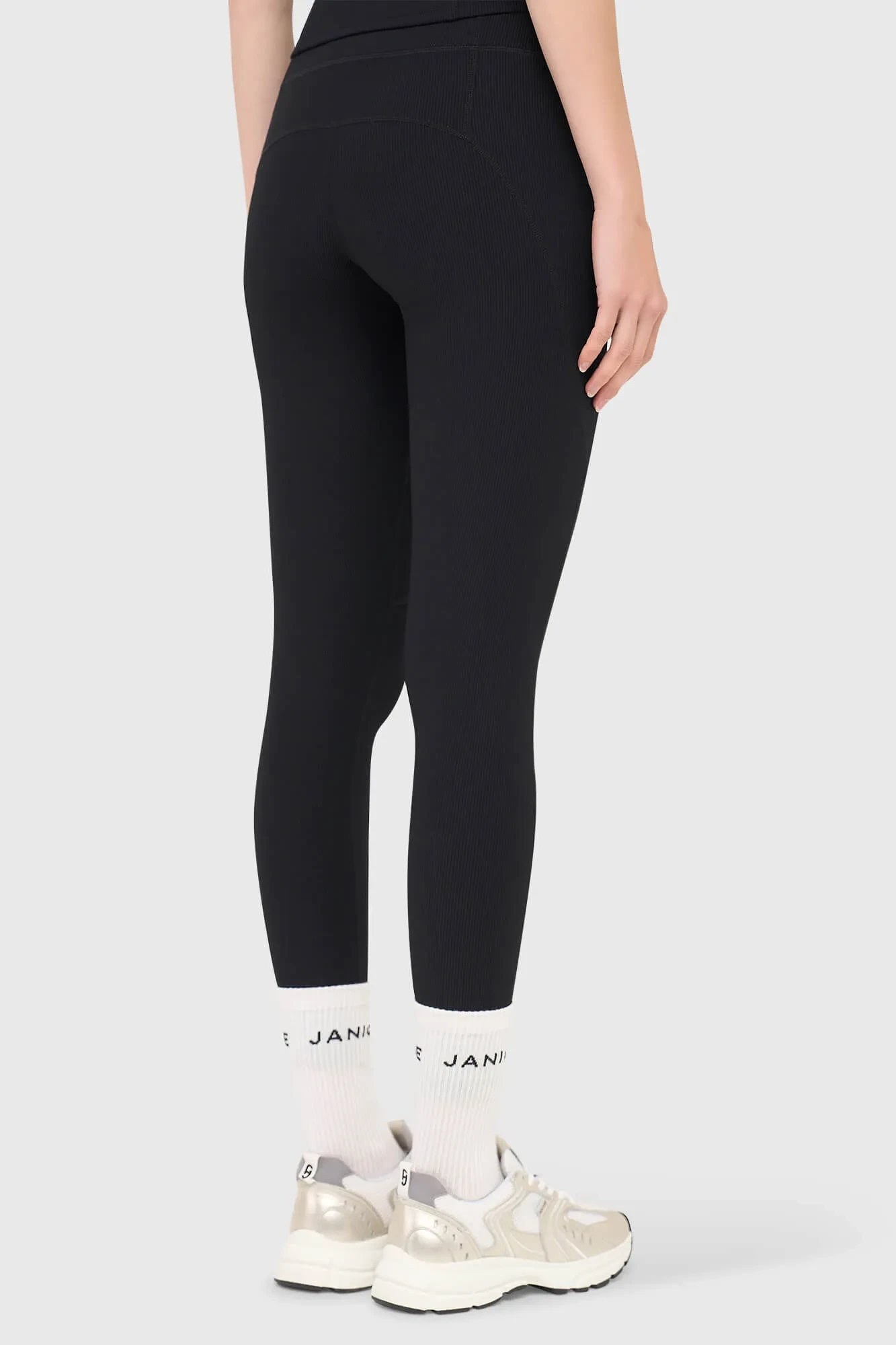 Schwarze Leggings für Damen, gerippt, Sportbekleidung, Ye